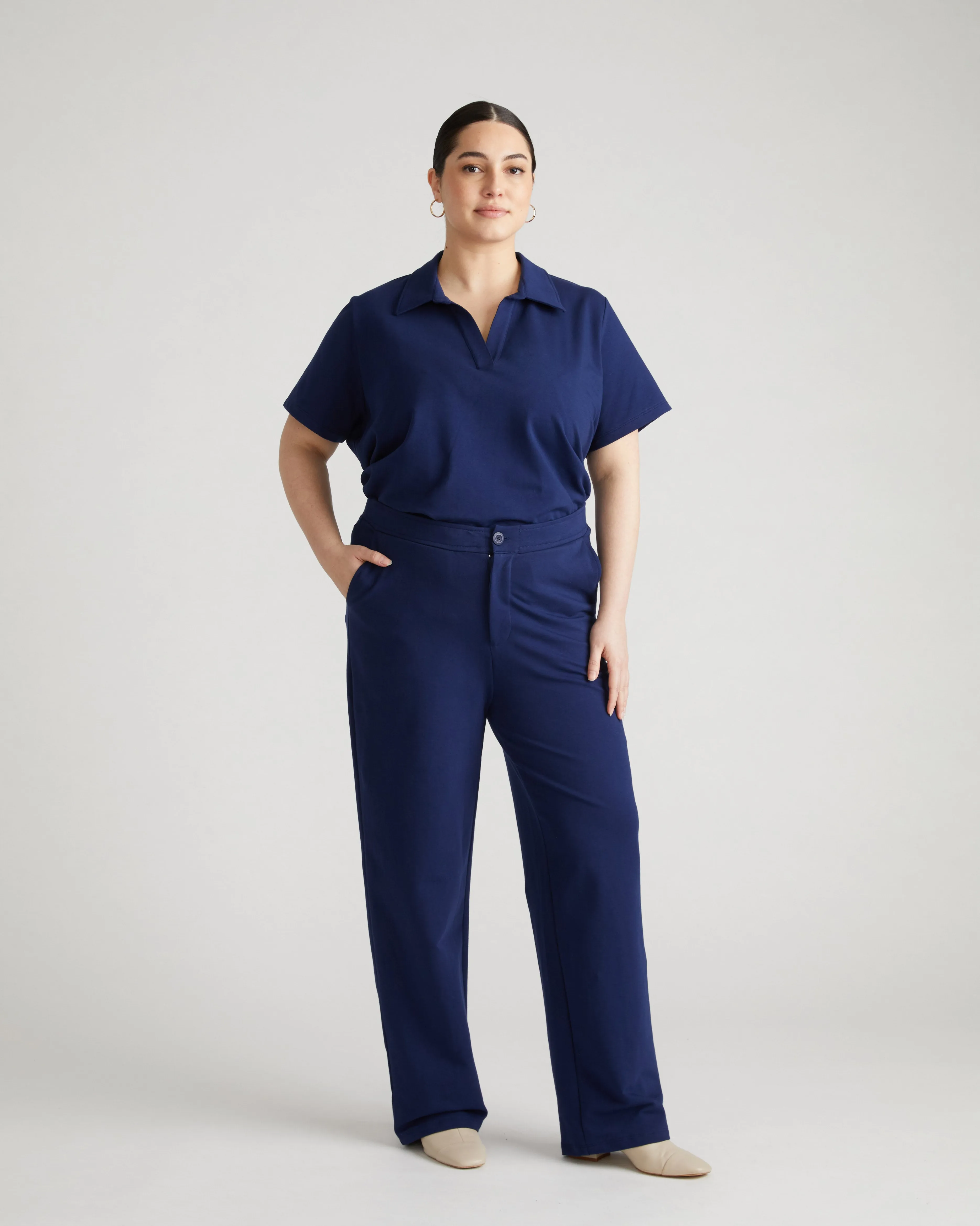 Varsity French Terry Trousers - Cenote sold by Universal Standard