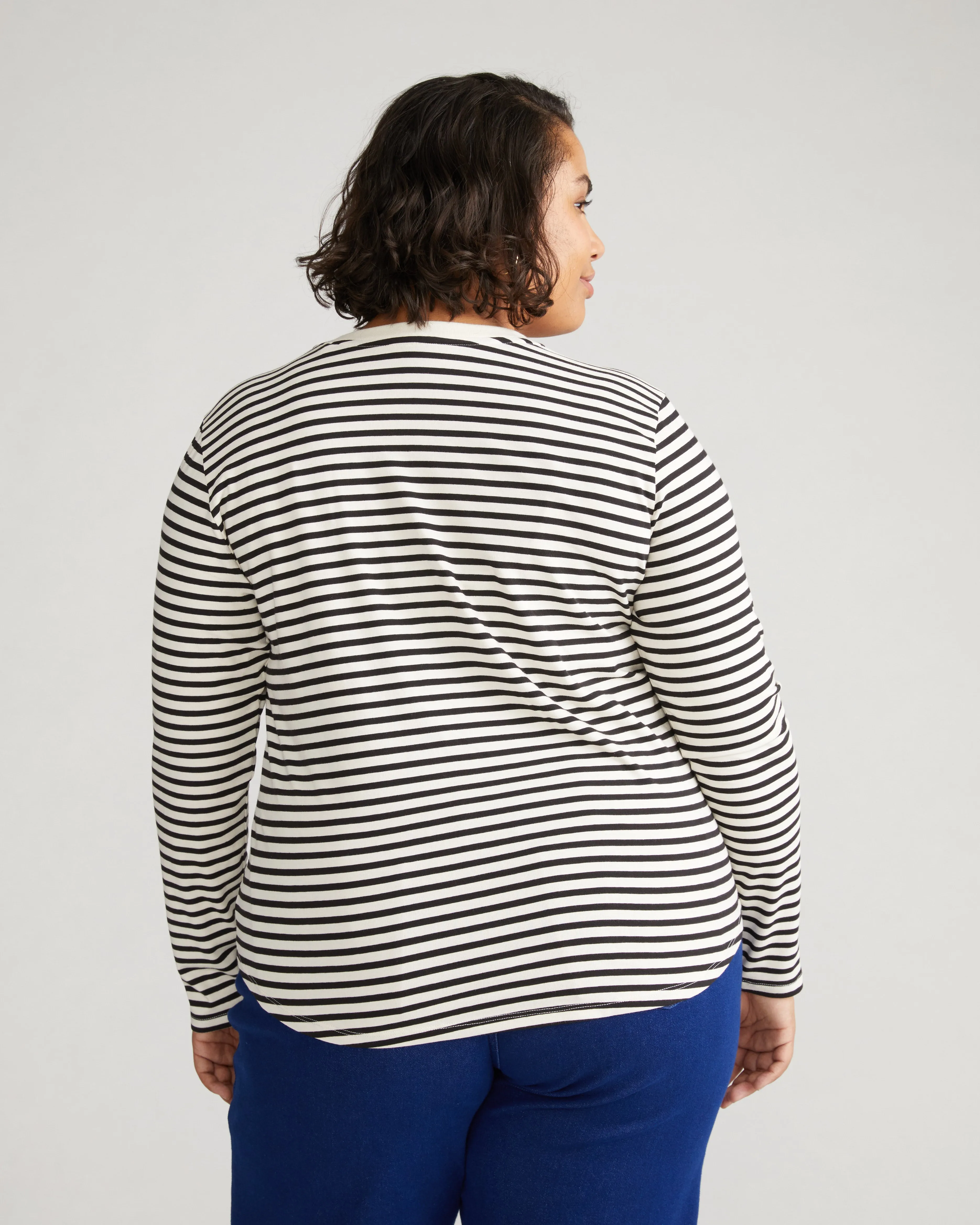 Long Sleeve V Rex - Ecru/Black Stripe sold by Universal Standard product image thumbnail 2