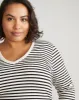 Long Sleeve V Rex - Ecru/Black Stripe sold by Universal Standard