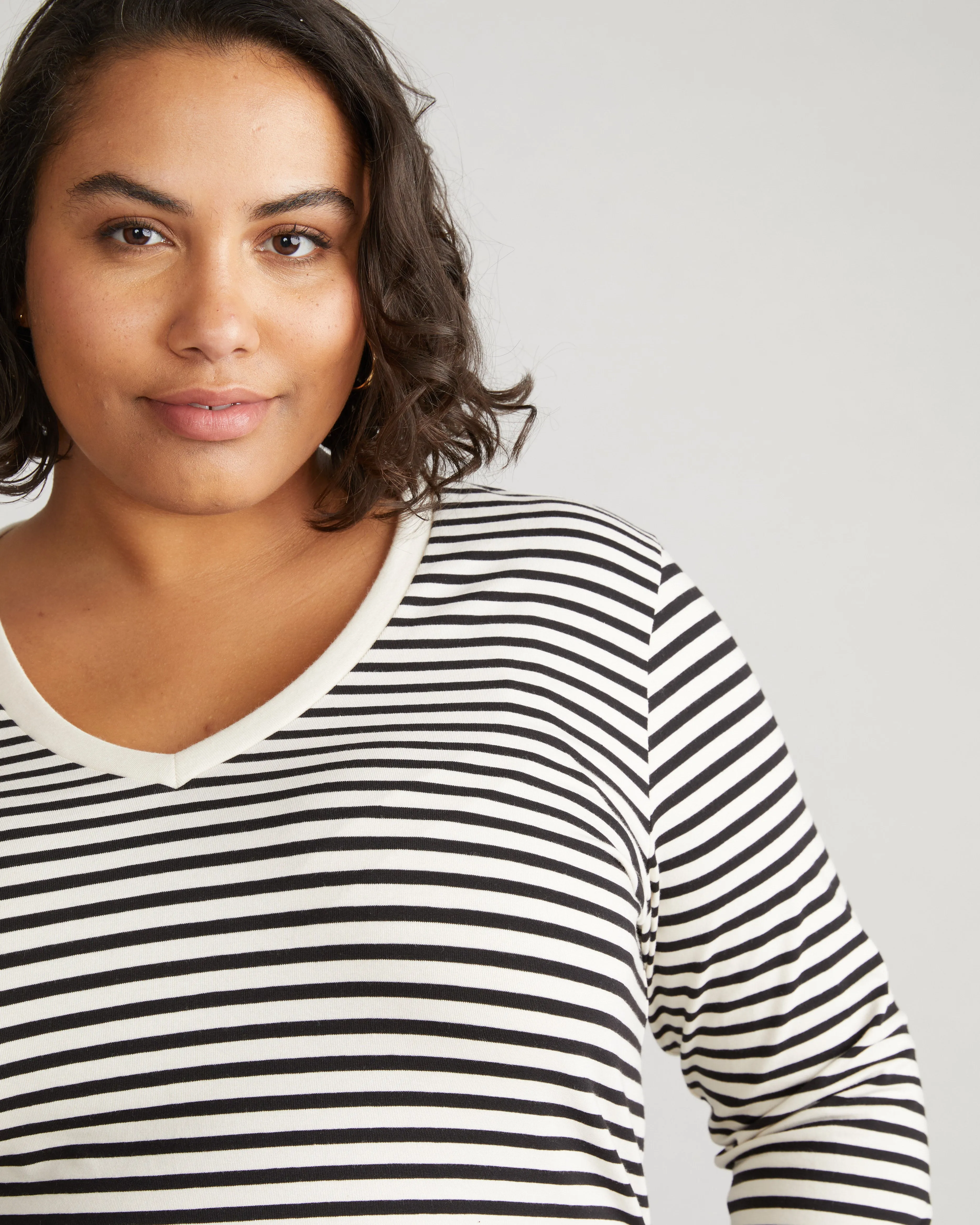 Long Sleeve V Rex - Ecru/Black Stripe sold by Universal Standard product image thumbnail 3