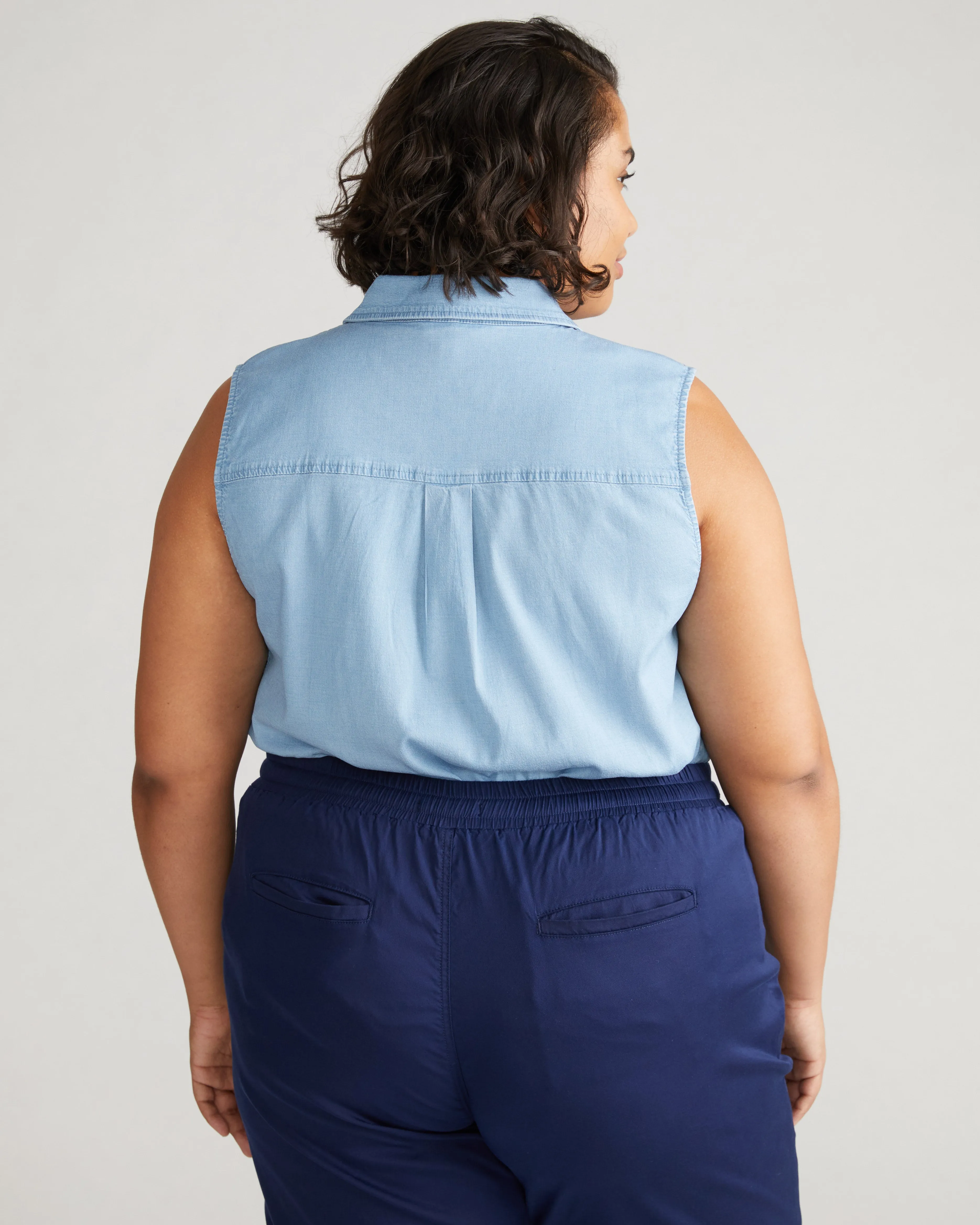 Perfect Tencel Chambray Sleeveless Shirt - Morning Blue sold by Universal Standard product image thumbnail 4