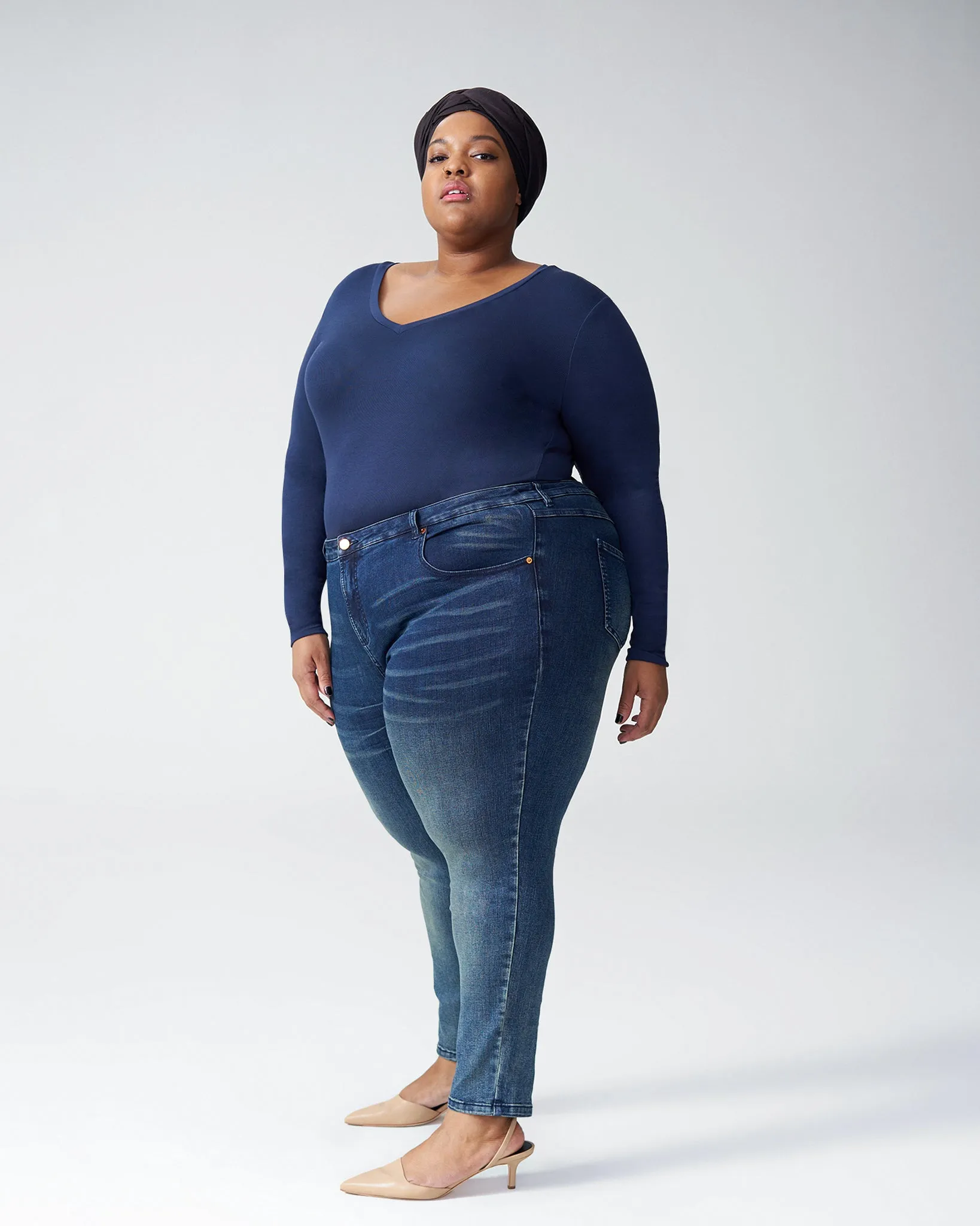 Foundation Long Sleeve V Neck Tee - Navy sold by Universal Standard product image thumbnail 3