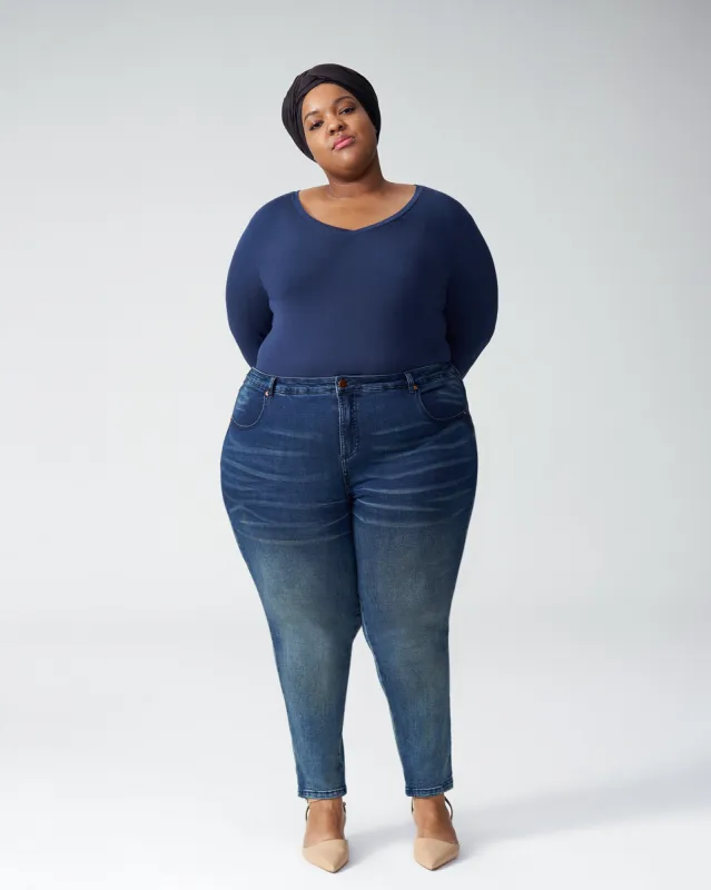 Foundation Long Sleeve V Neck Tee - Navy sold by Universal Standard