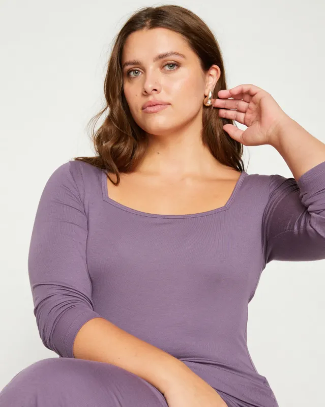 Foundation Long Sleeve Square Neck Dress - Dried Violet sold by Universal Standard