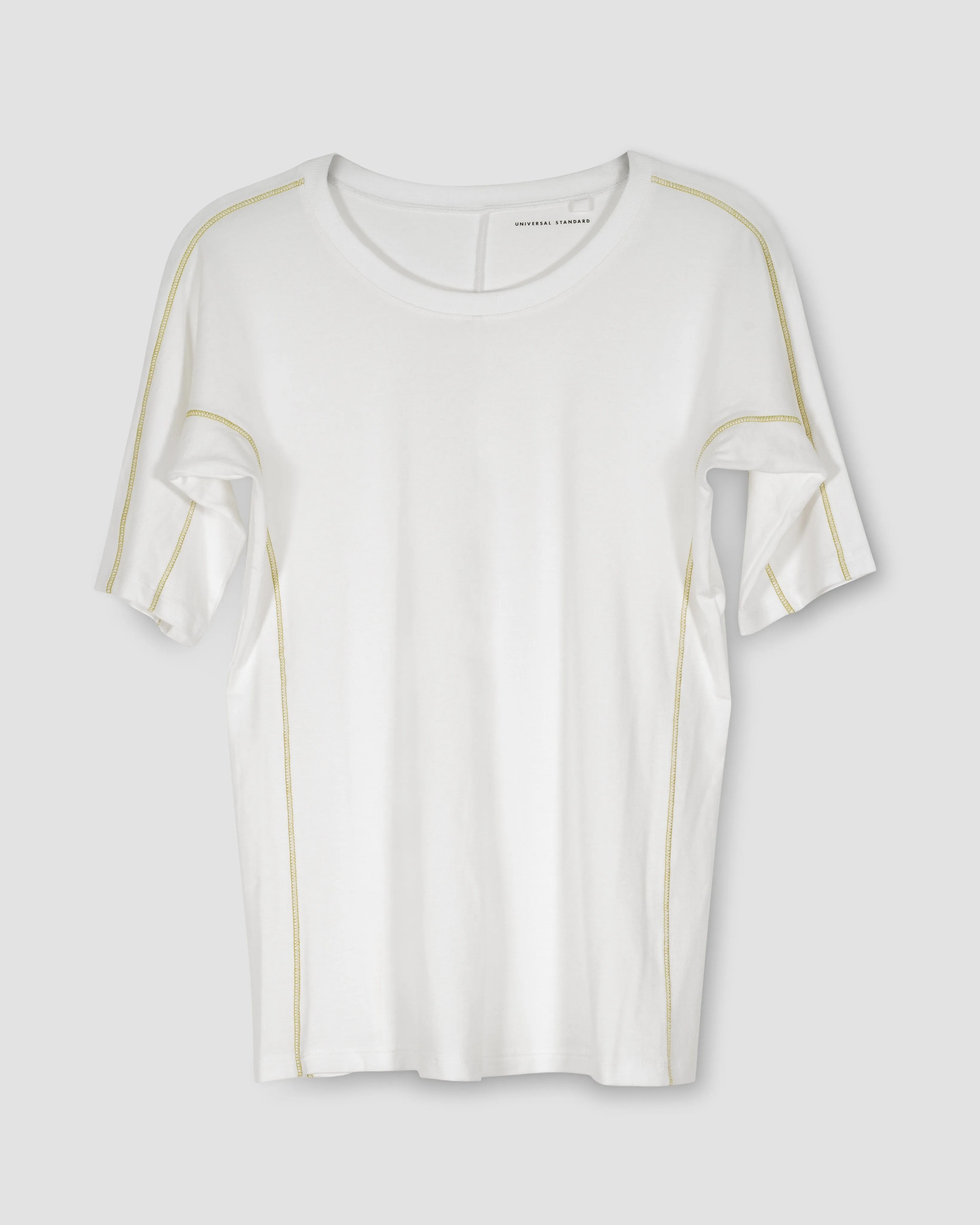 Venencia Short Sleeve Contrast Stitch Top - White sold by Universal Standard
