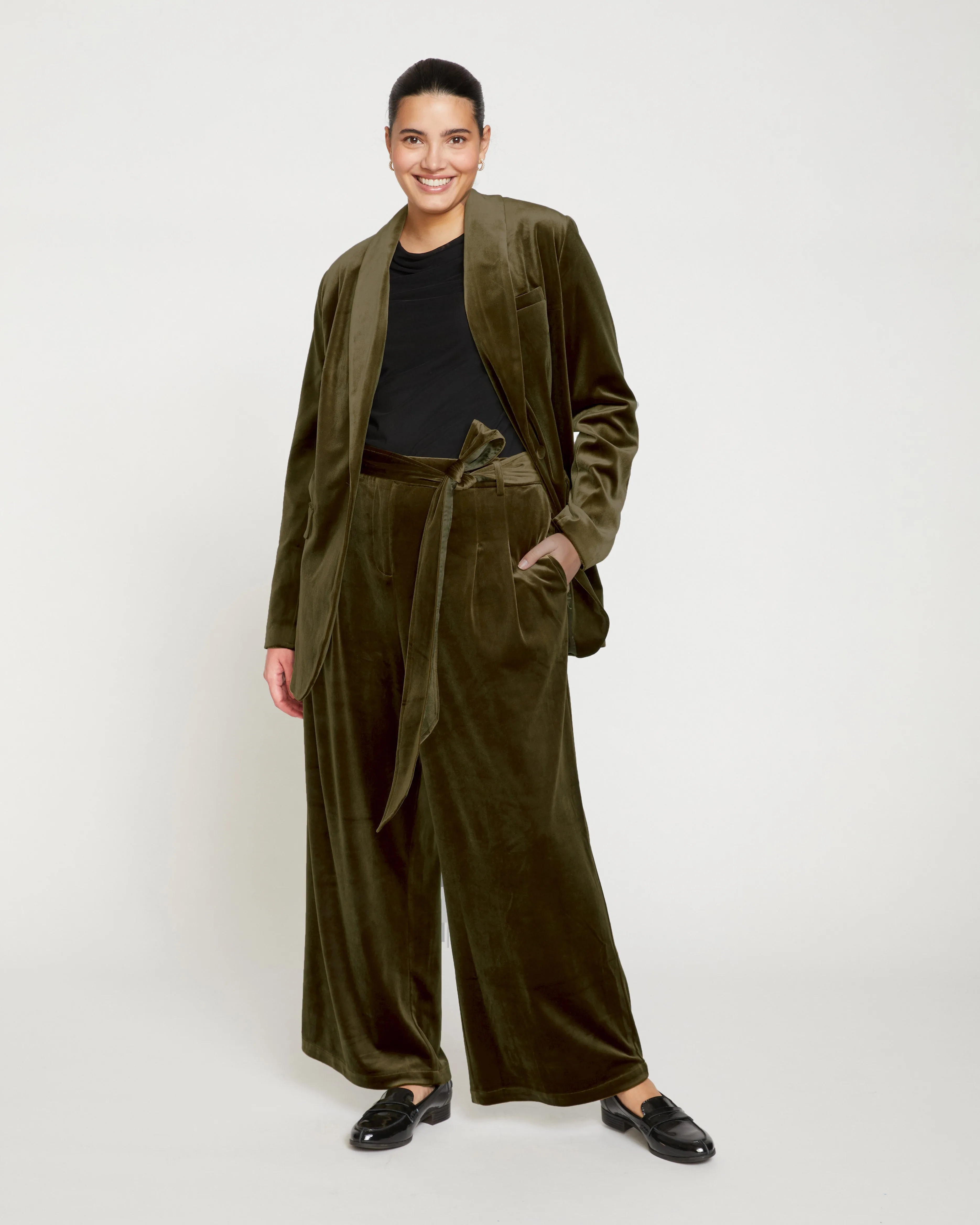 Luxe Belted Velvet Pant - Golden Velvet sold by Universal Standard