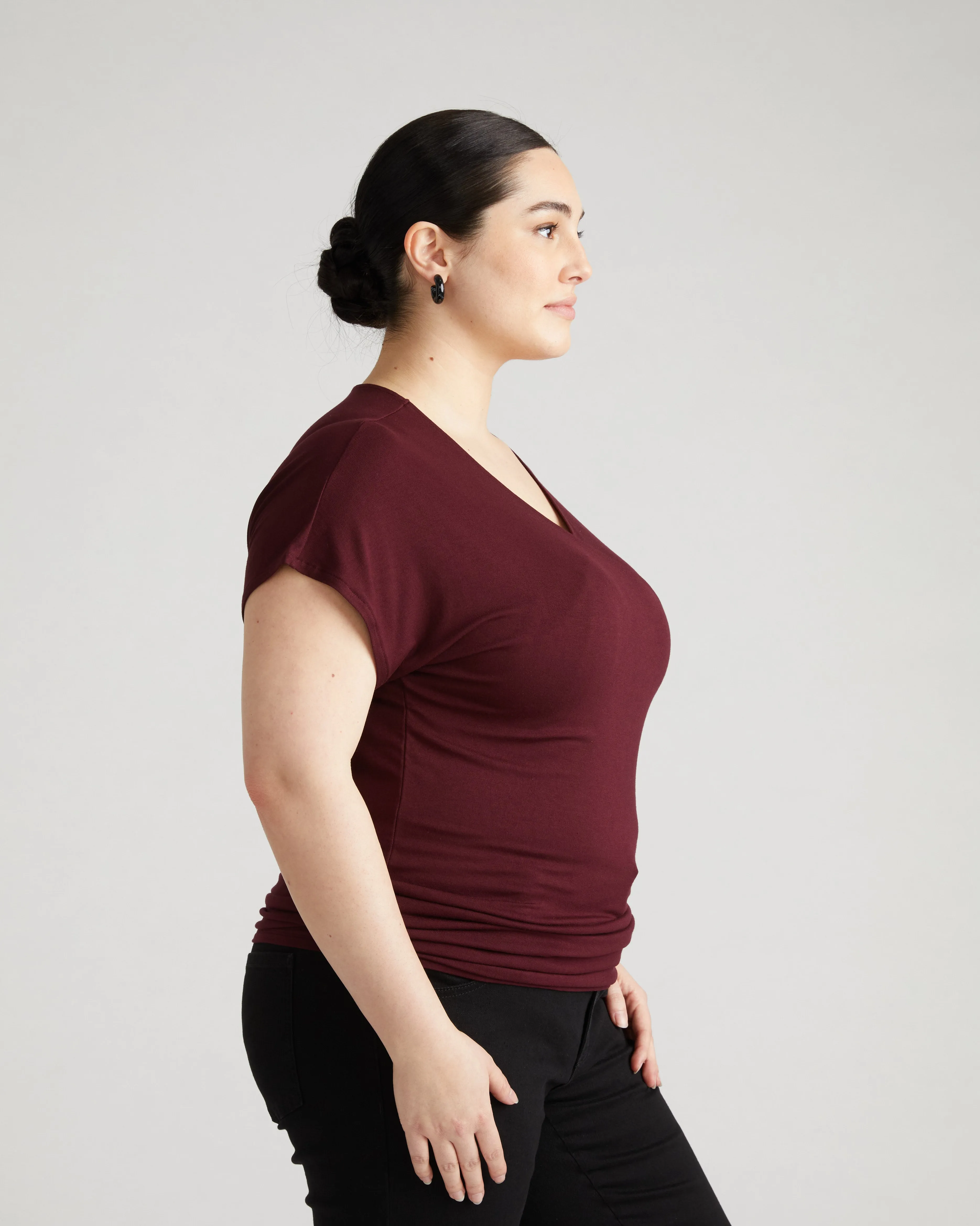 Liquid Jersey Two-Way Short Sleeve Cross Top - Black Cherry sold by Universal Standard product image thumbnail 3