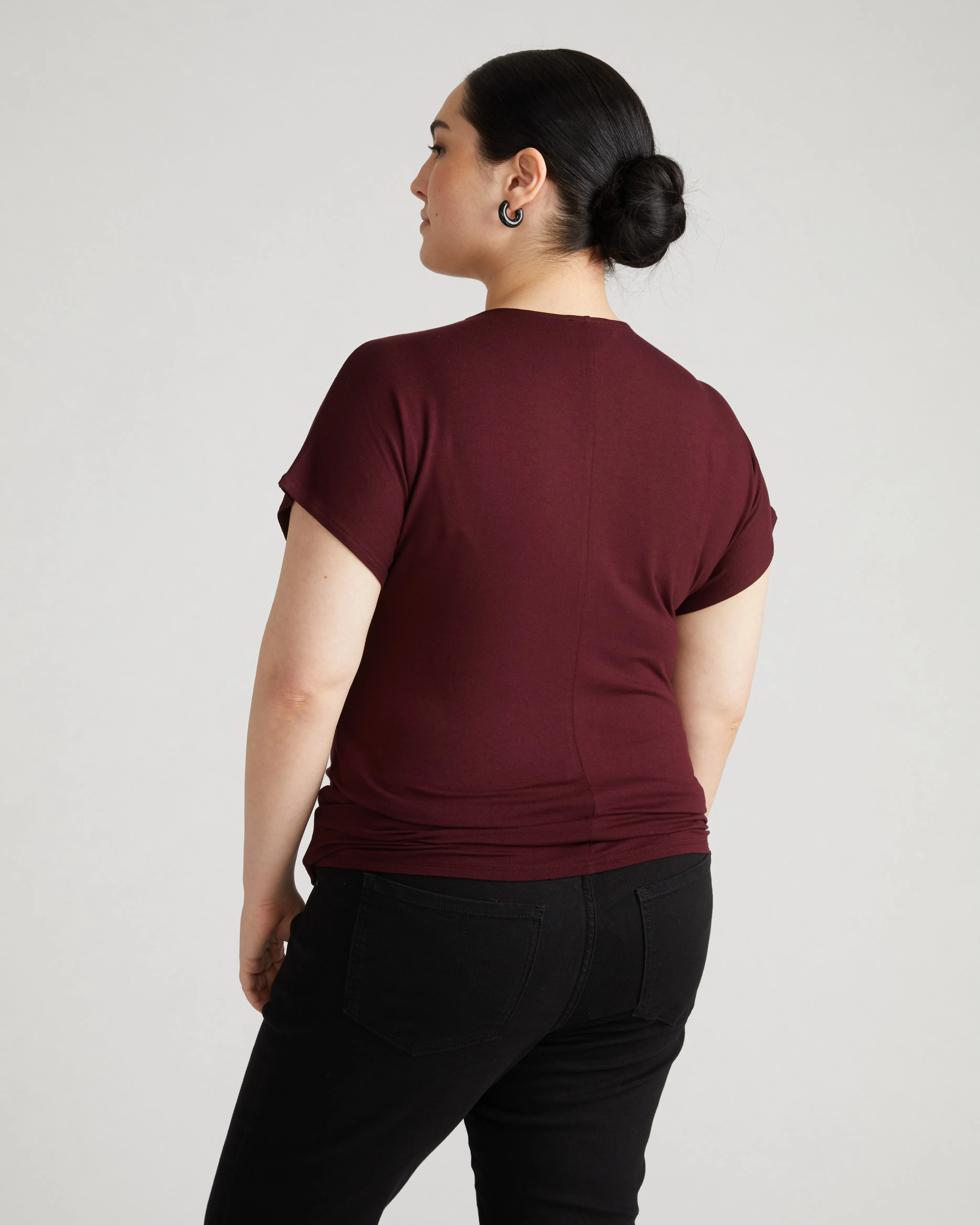 Liquid Jersey Two-Way Short Sleeve Cross Top - Black Cherry sold by Universal Standard product image thumbnail 4