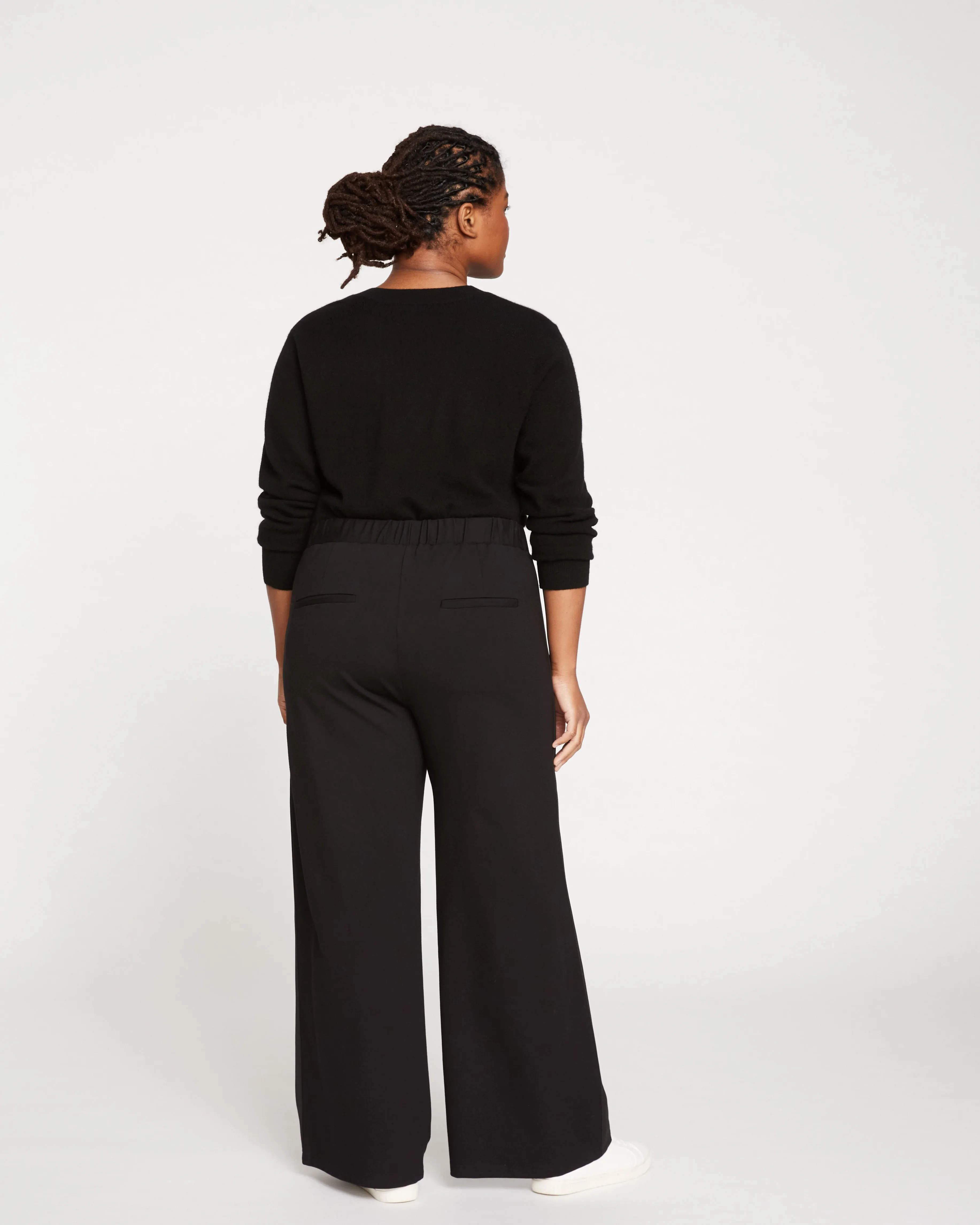 Stephanie Wide Leg Stripe Ponte Pants 30 Inch - Black with Black Stripe sold by Universal Standard product image thumbnail 5