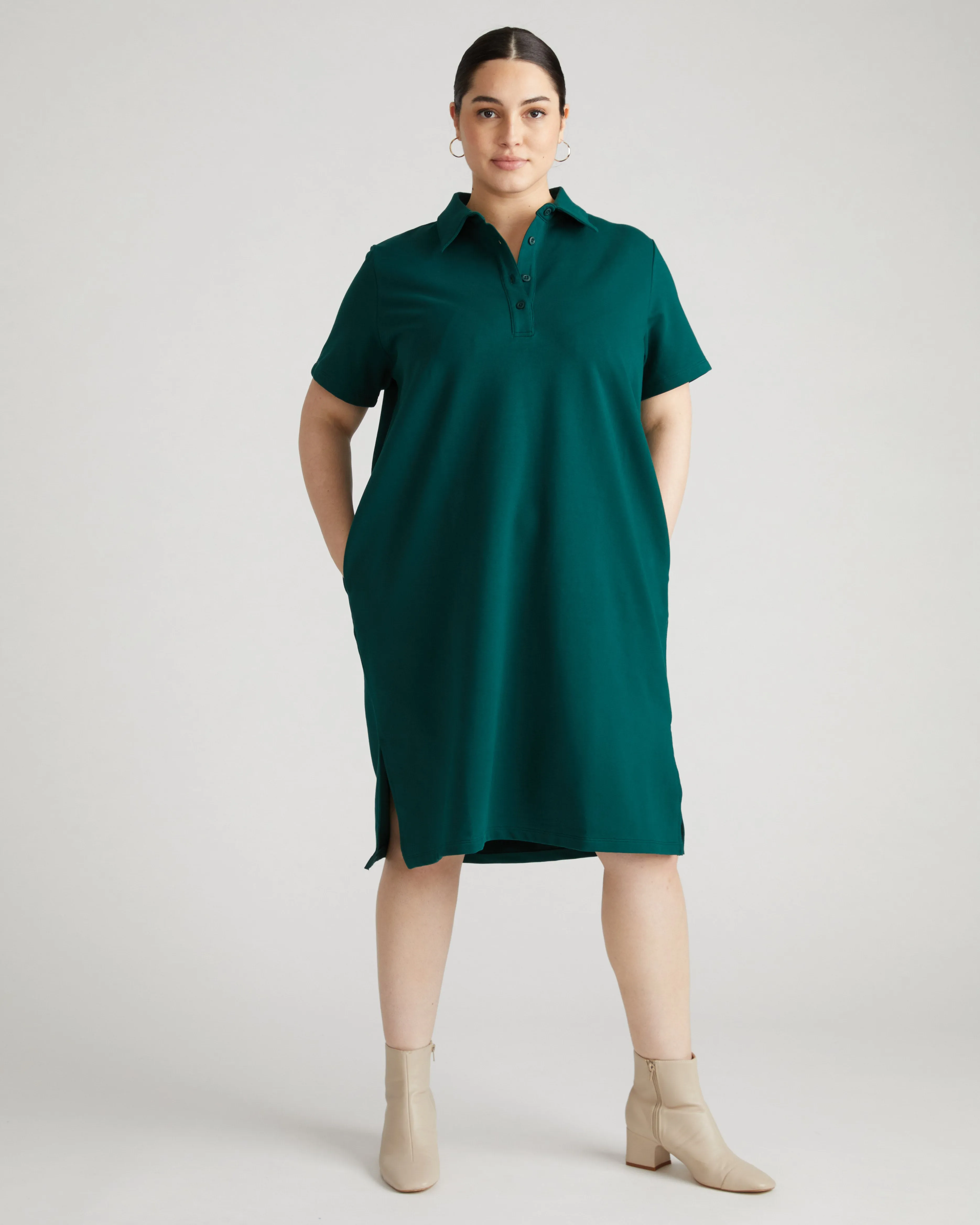 Varsity French Terry Polo Dress - Botanic sold by Universal Standard