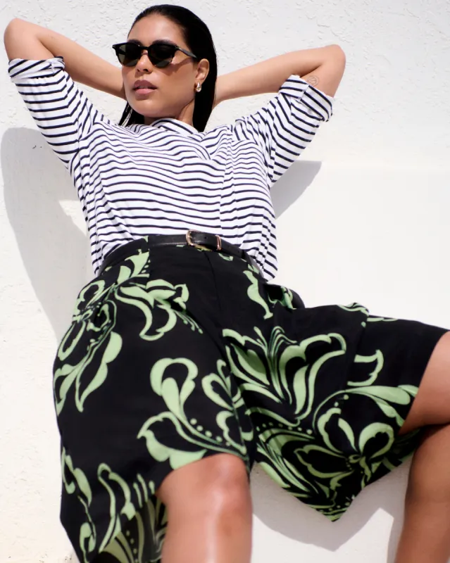 Cooling Stretch Cupro Bermuda Shorts - Capoterra Hibiscus sold by Universal Standard