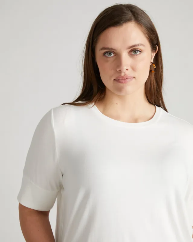 Aimee Liquid Jersey Rib Hem Tee - White sold by Universal Standard