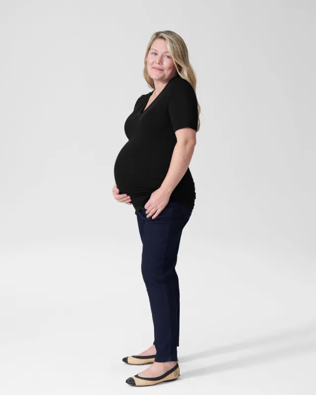 Foundation Short Sleeve V Neck Tee Mom - Black sold by Universal Standard