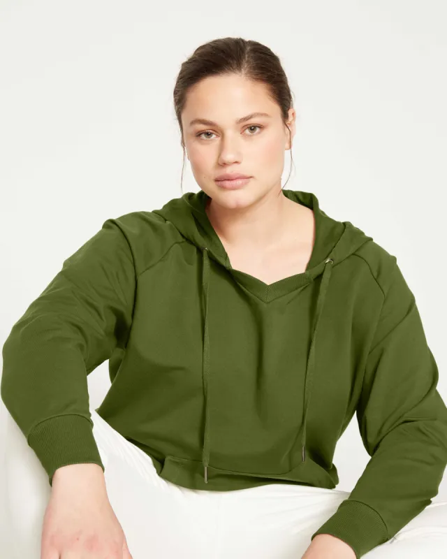V-Neck Hoodie - Deep Moss sold by Universal Standard
