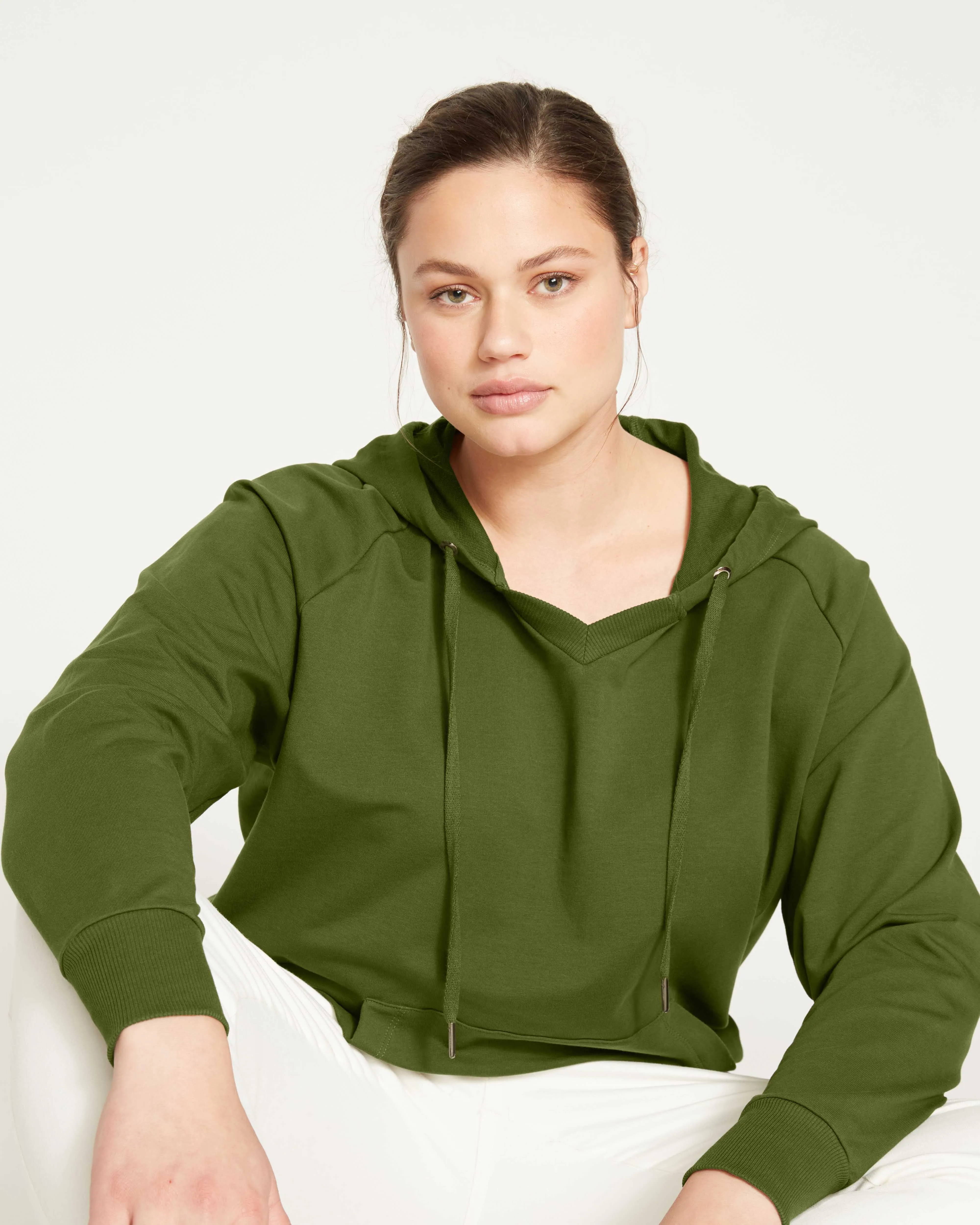 V-Neck Hoodie - Deep Moss sold by Universal Standard