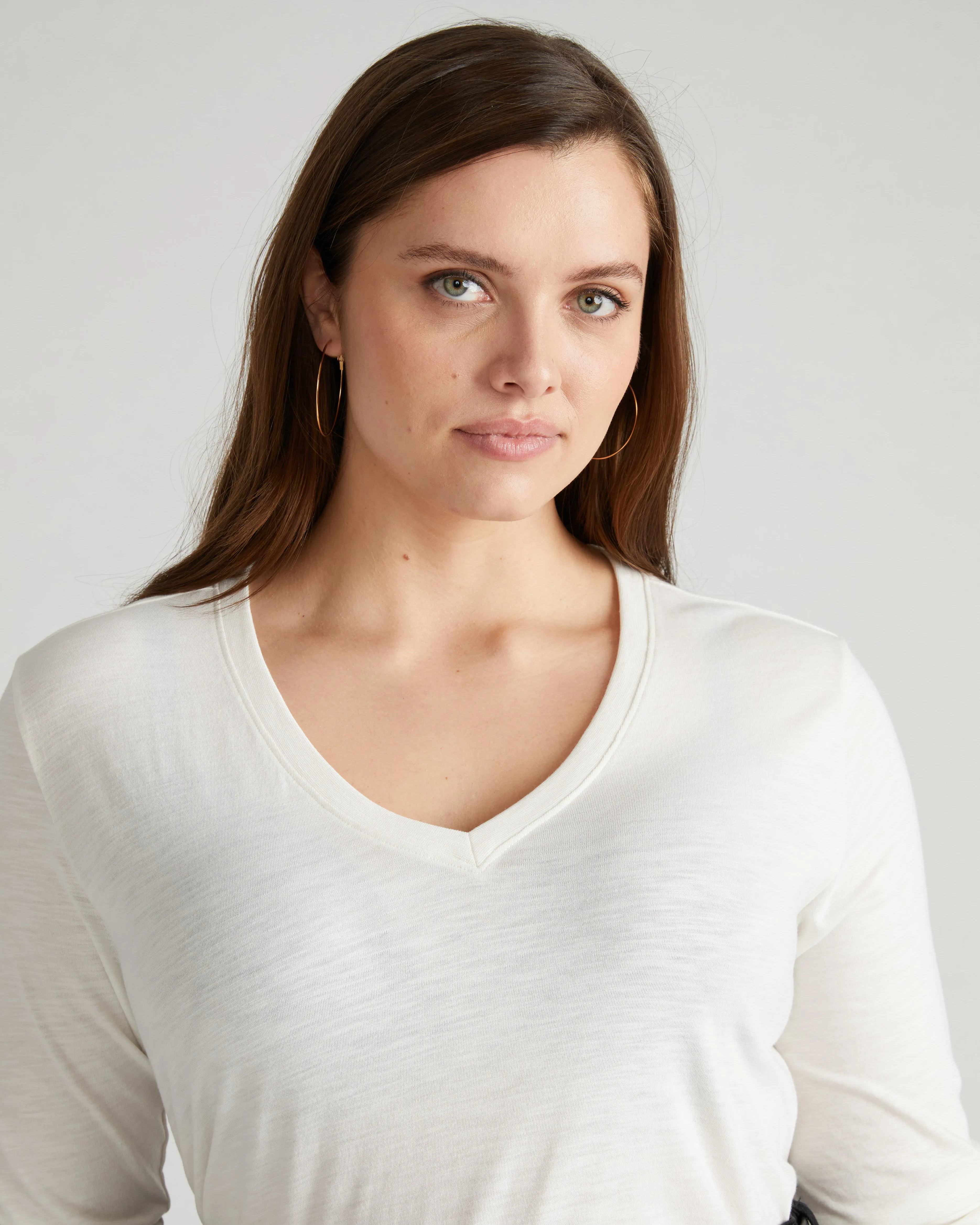Light-As-Air Long Sleeve V Neck Tee - Vapor sold by Universal Standard product image thumbnail 2