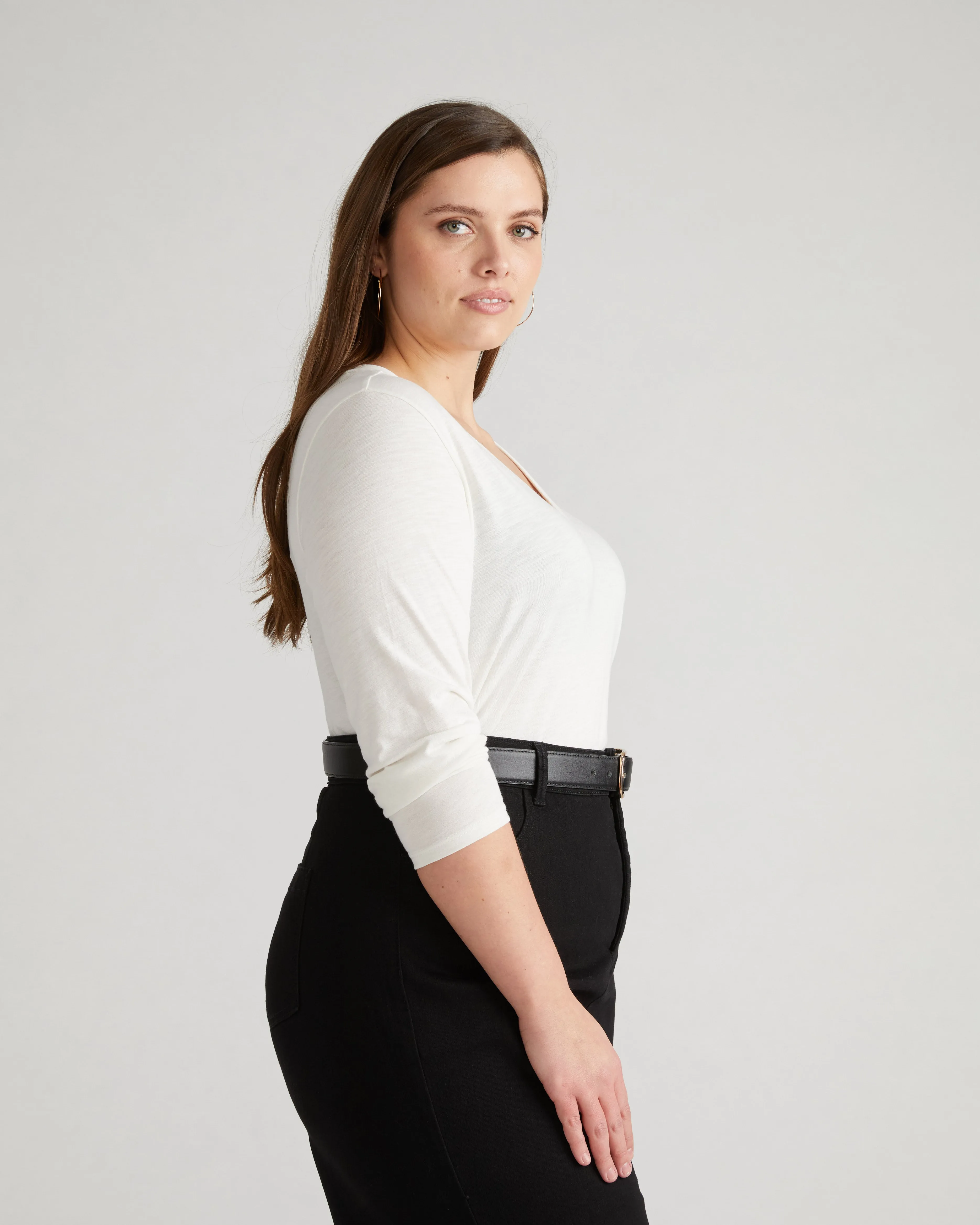 Light-As-Air Long Sleeve V Neck Tee - Vapor sold by Universal Standard product image thumbnail 3