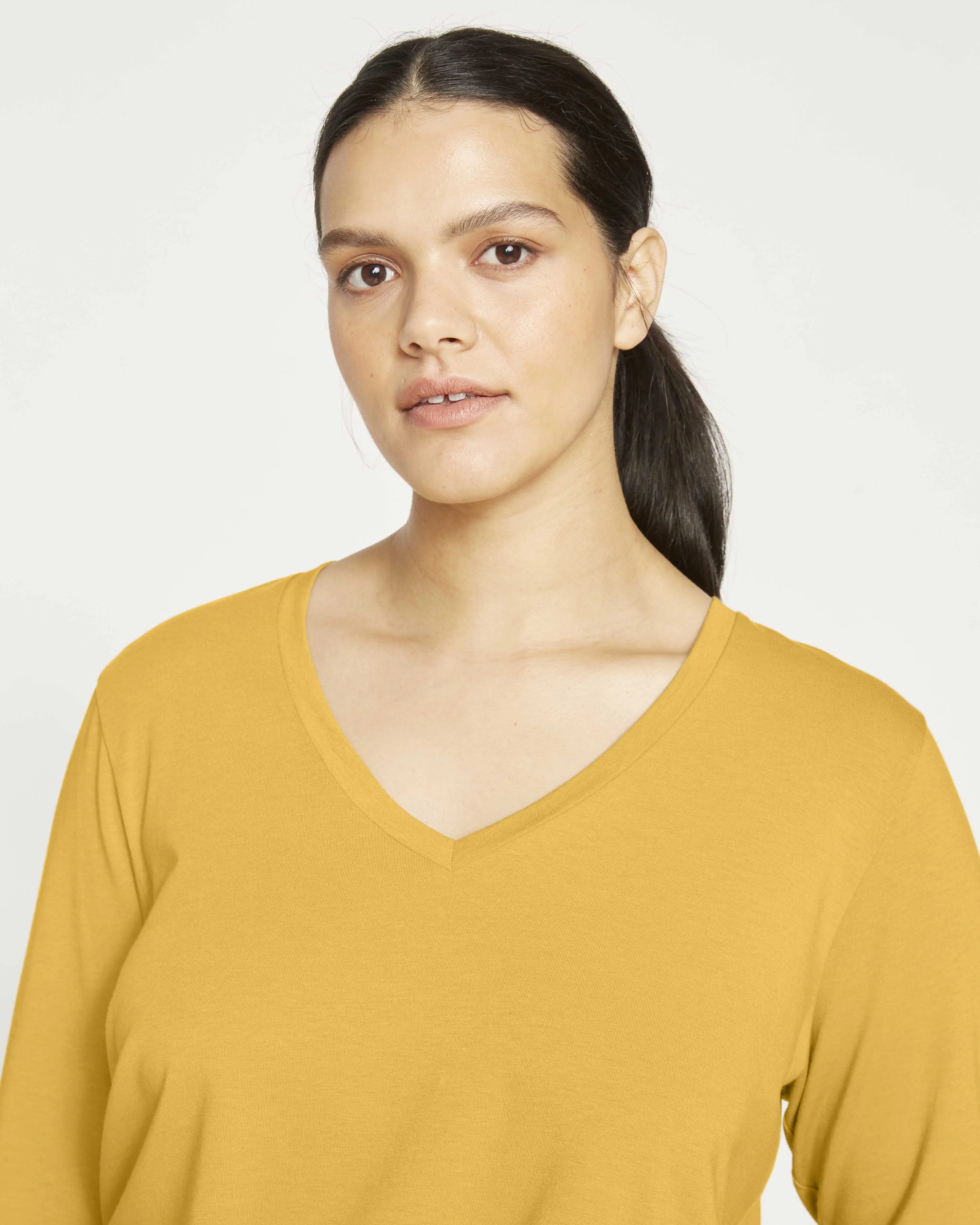 Long Sleeve V Rex - Mustard sold by Universal Standard