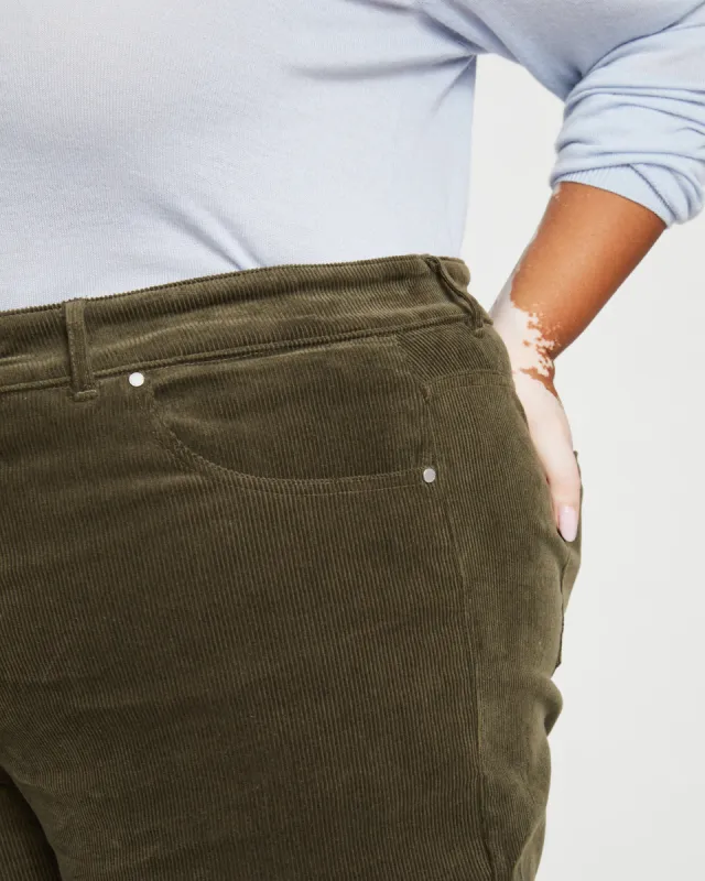 Cassidy High Rise Straight Corduroy Pants - Fatigue sold by Universal Standard
