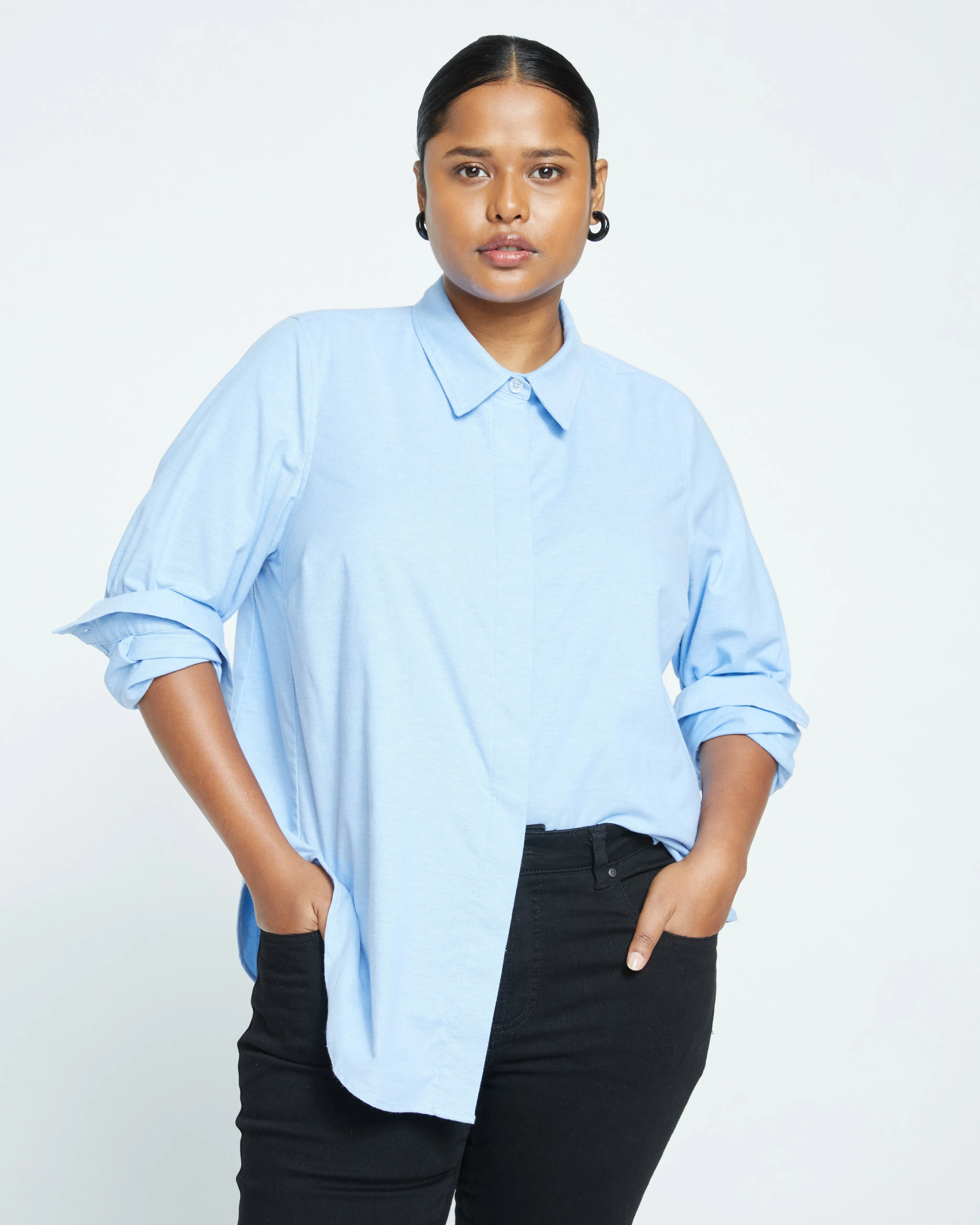 Elbe Stretch Oxford Shirt Classic Fit - Light Oxford Blue sold by Universal Standard product image thumbnail 2