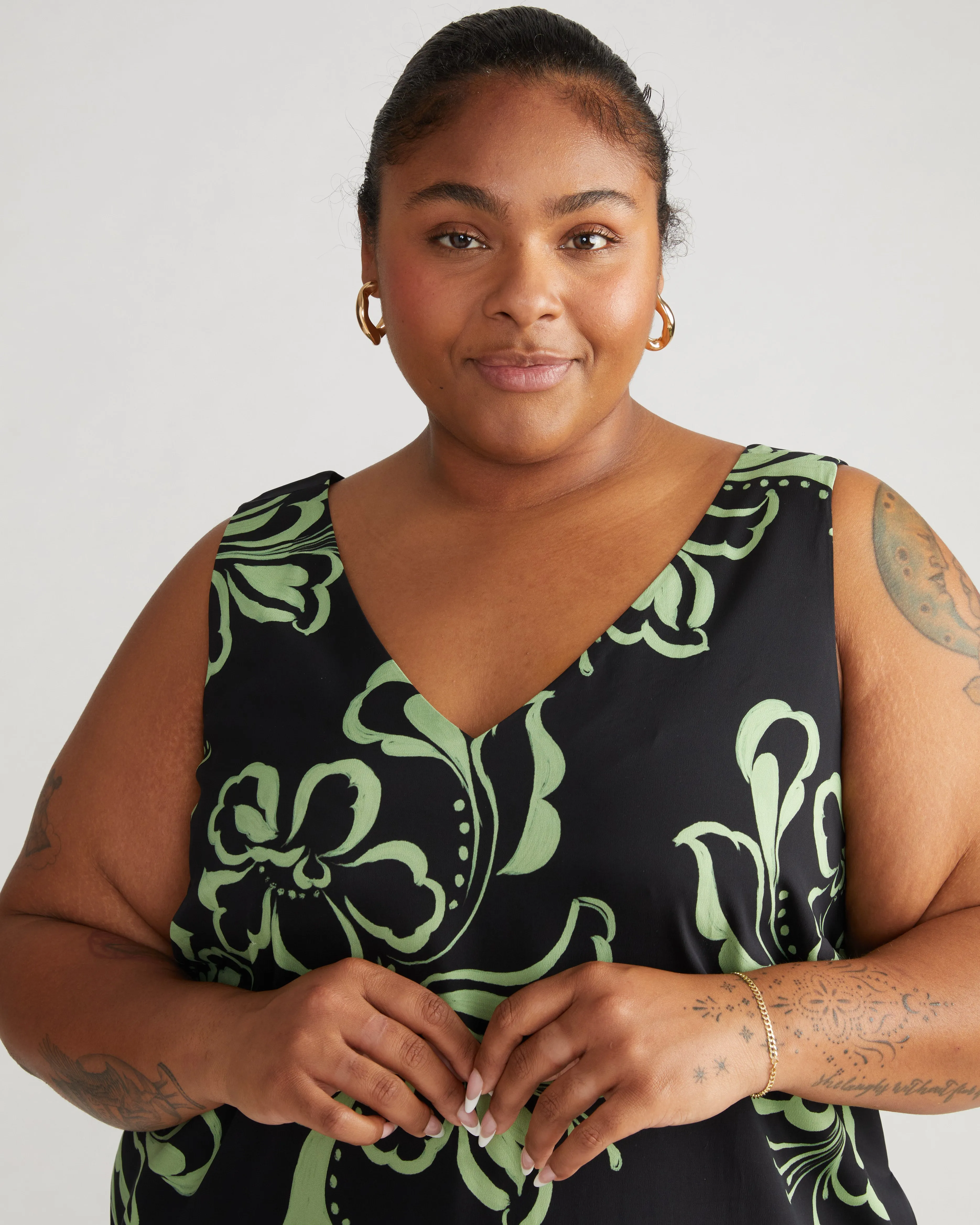 Iconic Cooling Cupro Geneva V Tank Dress - Capoterra Hibiscus sold by Universal Standard product image thumbnail 3