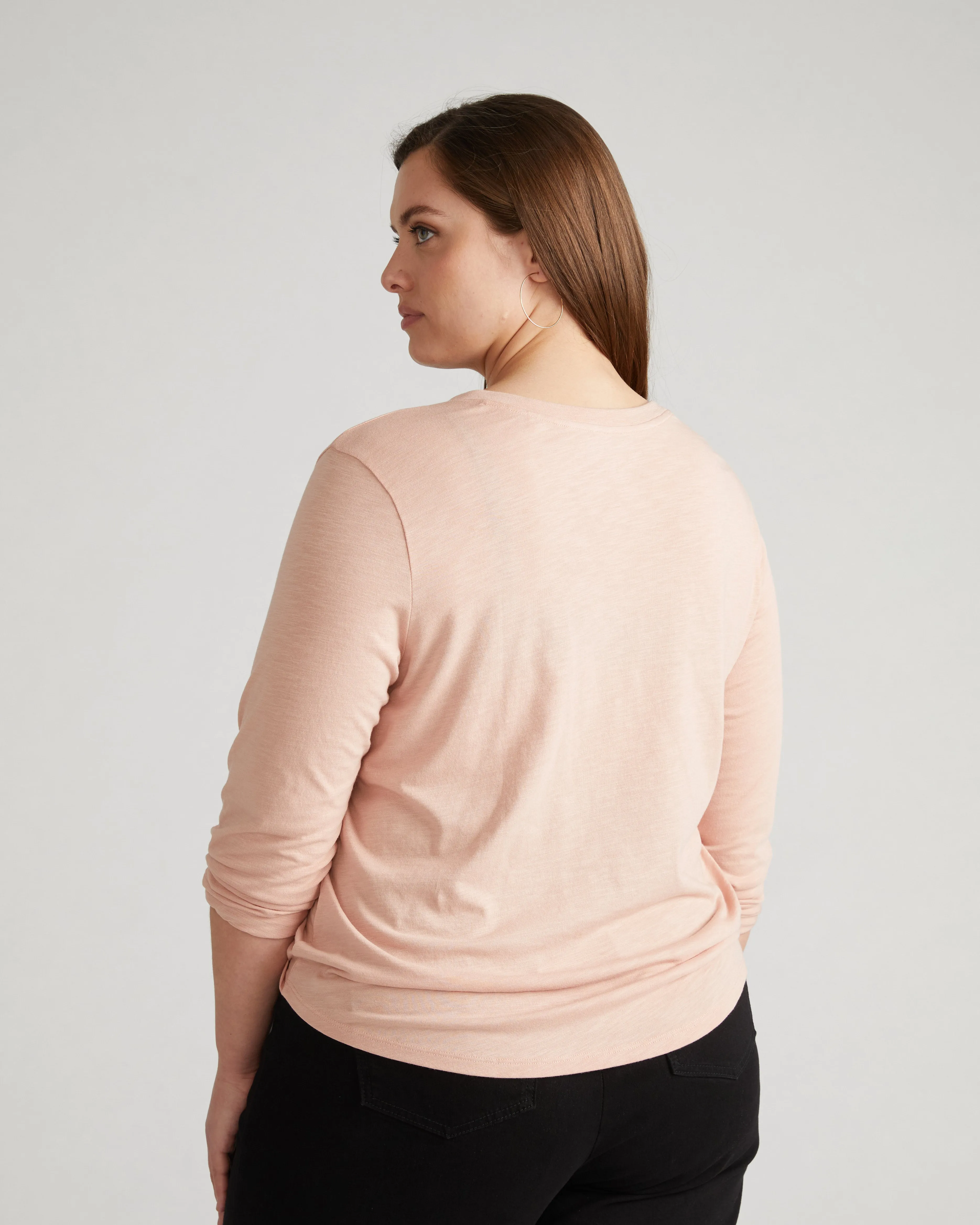 Light-As-Air Long Sleeve V Neck Tee - Mahogany Rose sold by Universal Standard product image thumbnail 4