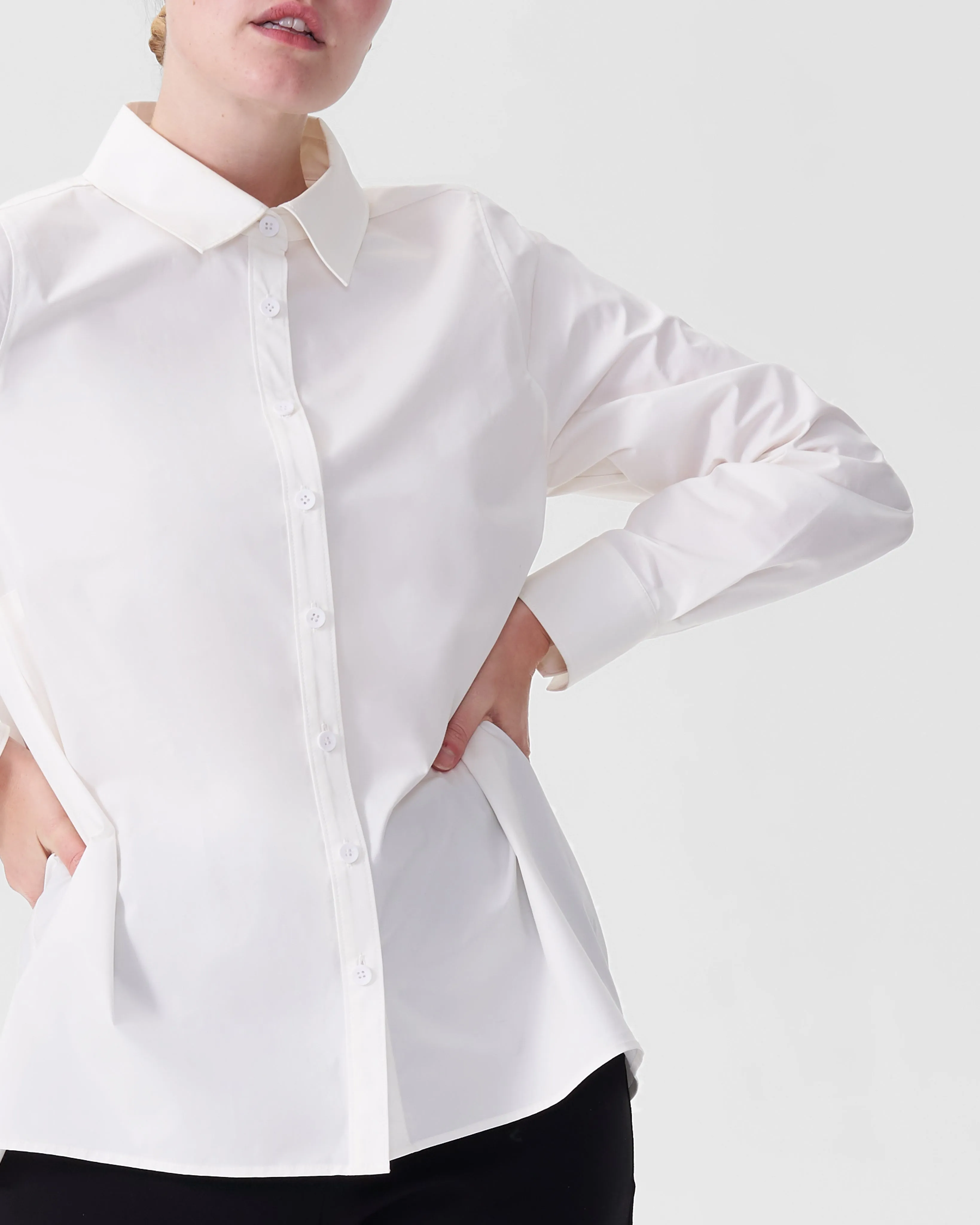 Canna Hi-Low Shirt - White sold by Universal Standard