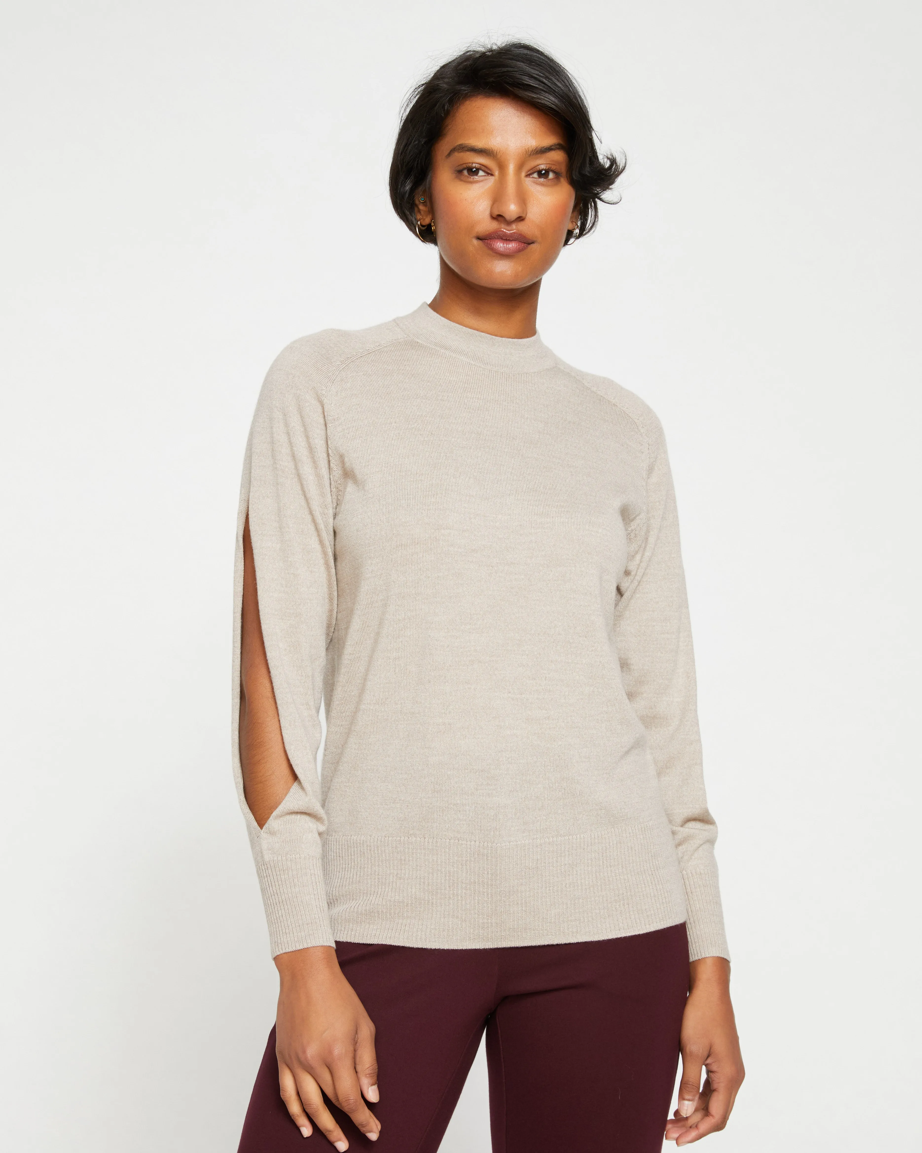 Beals Merino Cut-Out Sweater - Succulent sold by Universal Standard