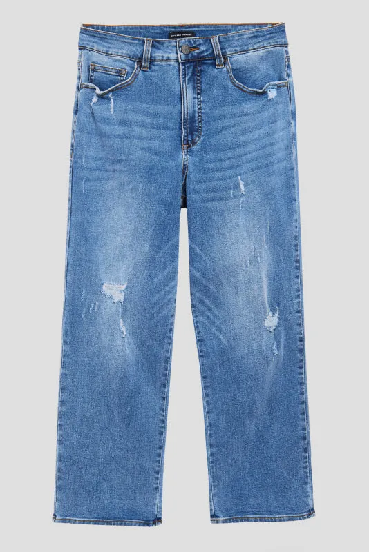 Donna High Rise Curve Straight Leg Jeans 27 Inch - Distressed Indigo sold by Universal Standard product image thumbnail 2