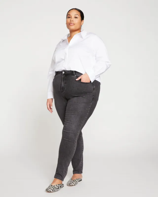 Joni High Rise Curve Slim Leg Jeans 32 Inch - Soft Black sold by Universal Standard
