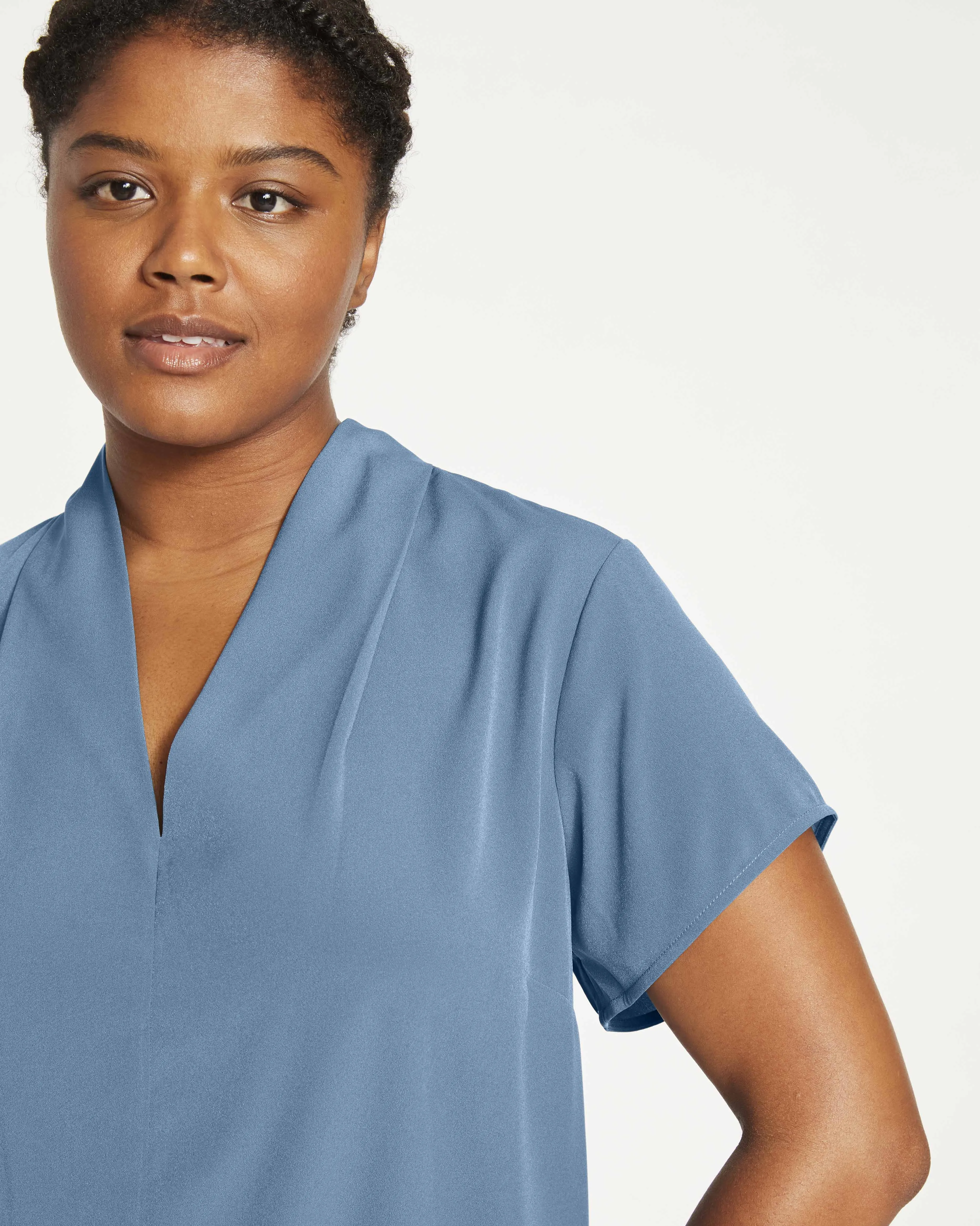 Better-Than-Silk V-Neck Top - Cornflower sold by Universal Standard