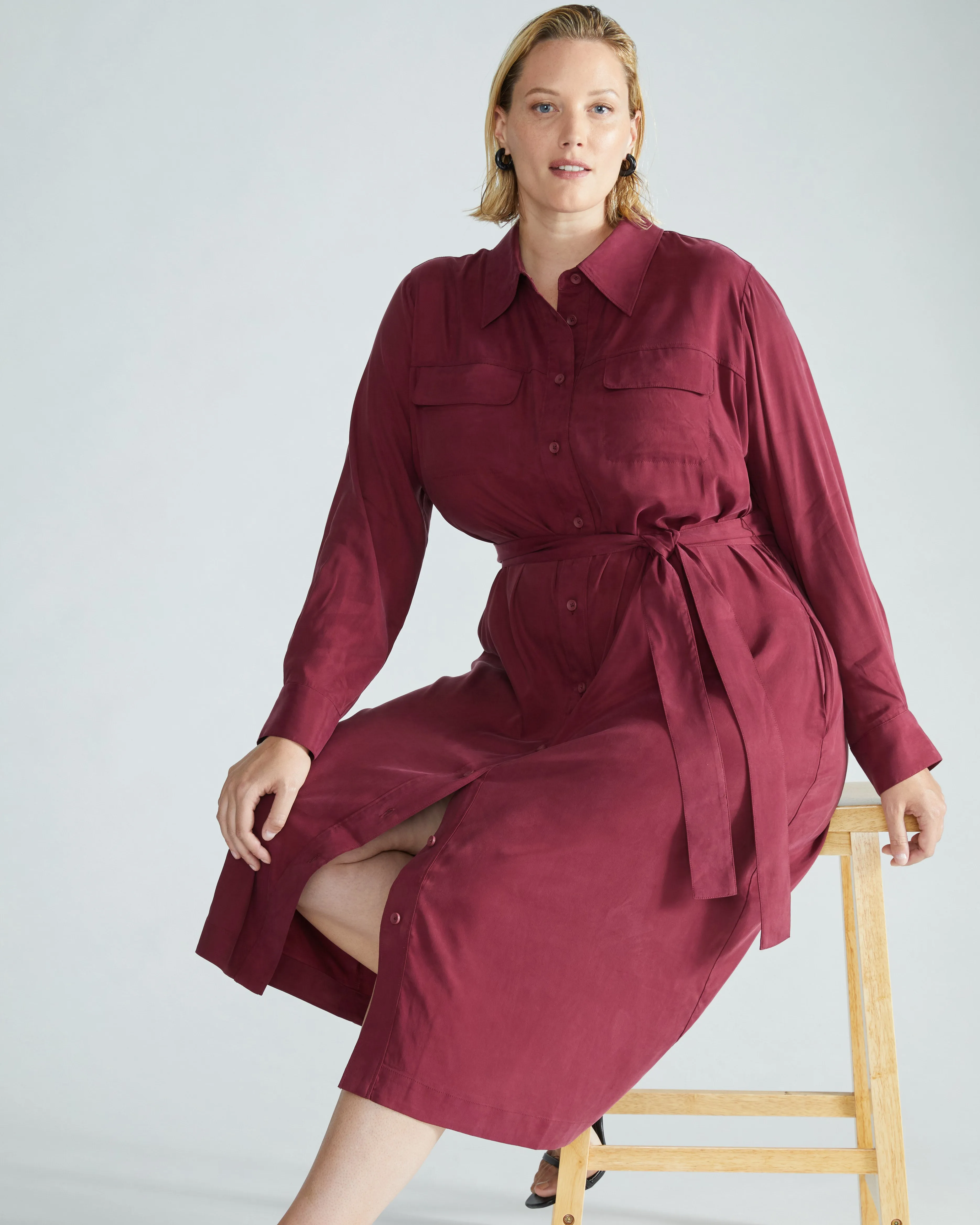 Cooling Stretch Cupro Savannah Dress - Rioja sold by Universal Standard