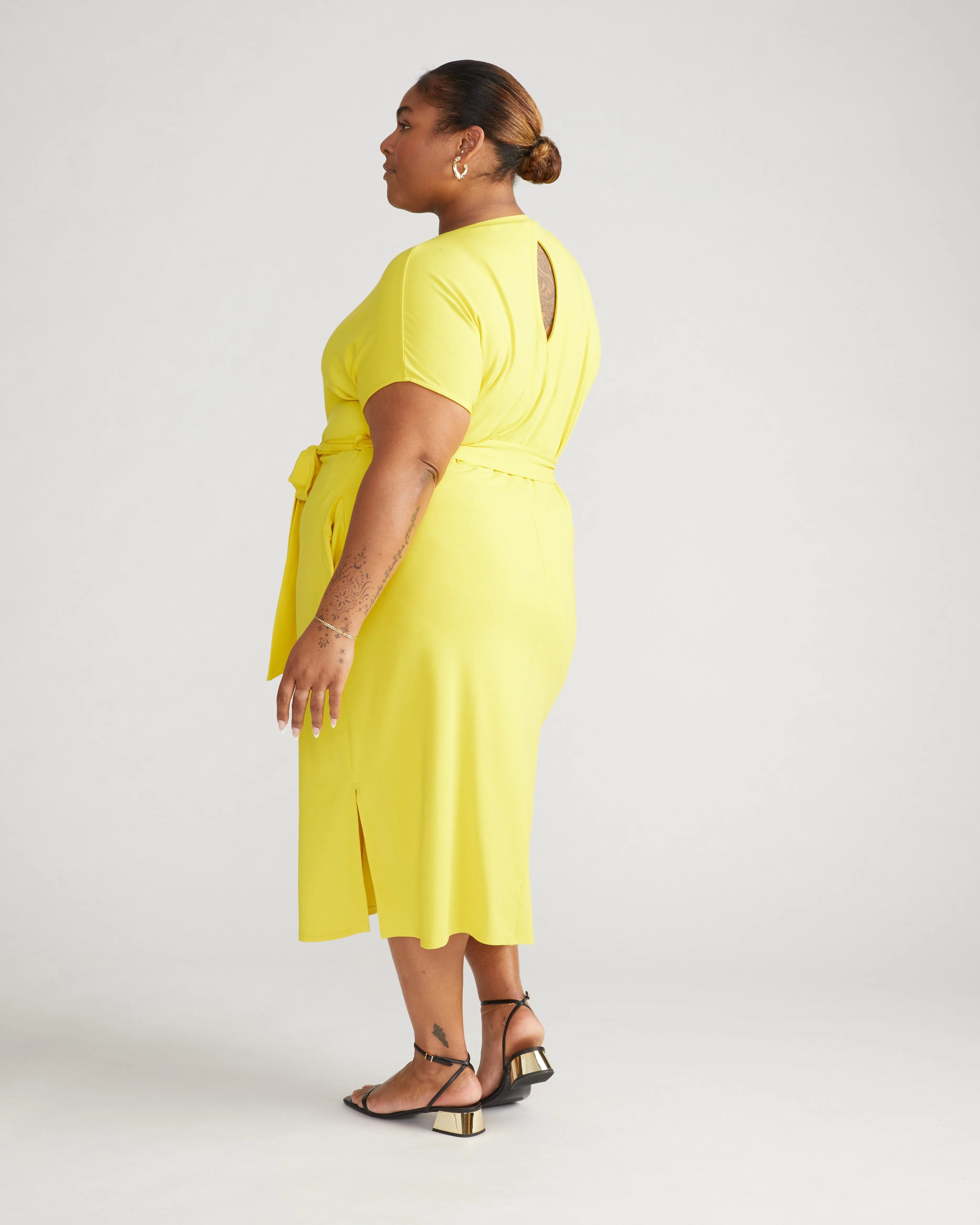 Belted Divine Jersey Dress - Yellow sold by Universal Standard