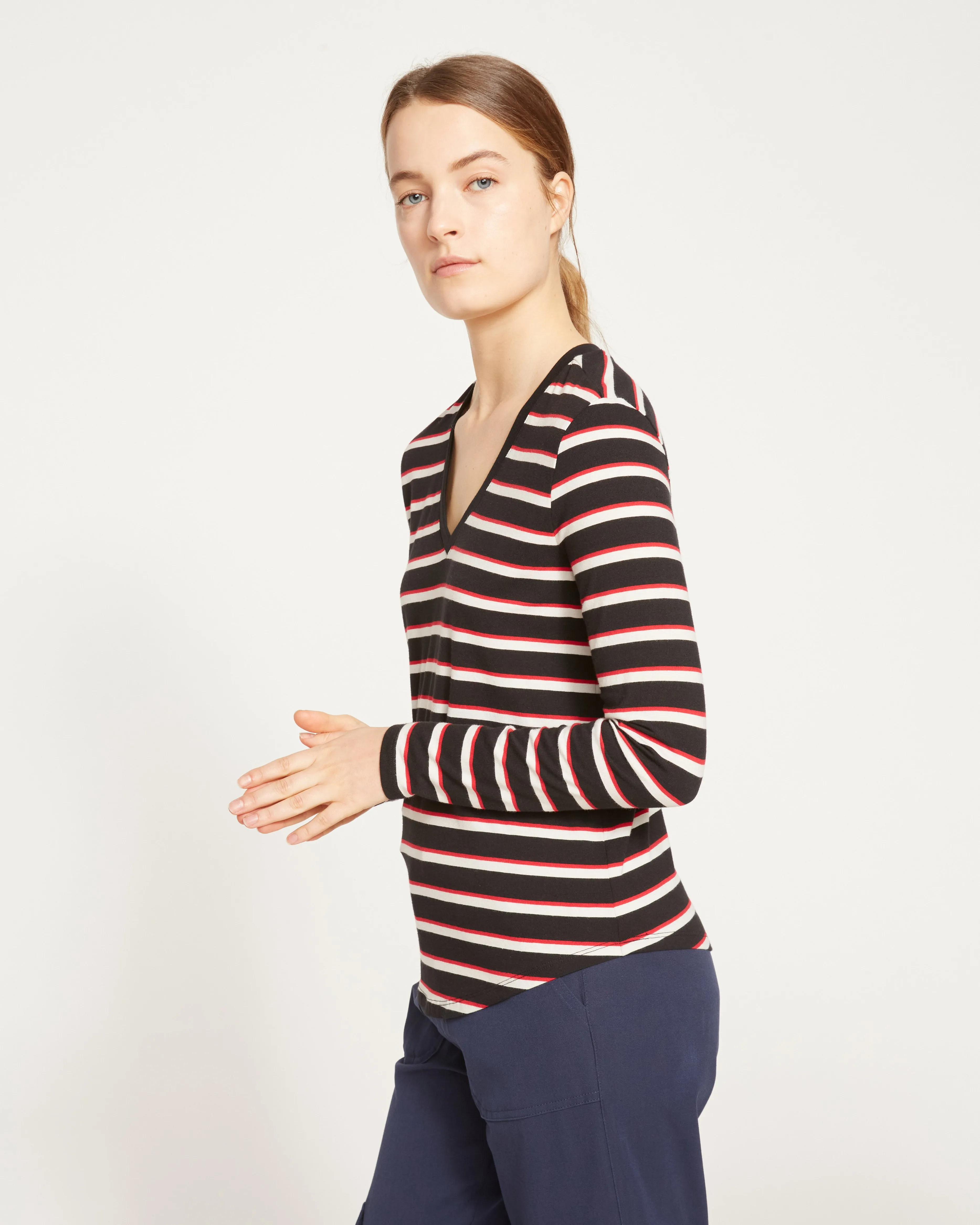 Long Sleeve V Rex - Black/Red/White Stripe sold by Universal Standard product image thumbnail 4