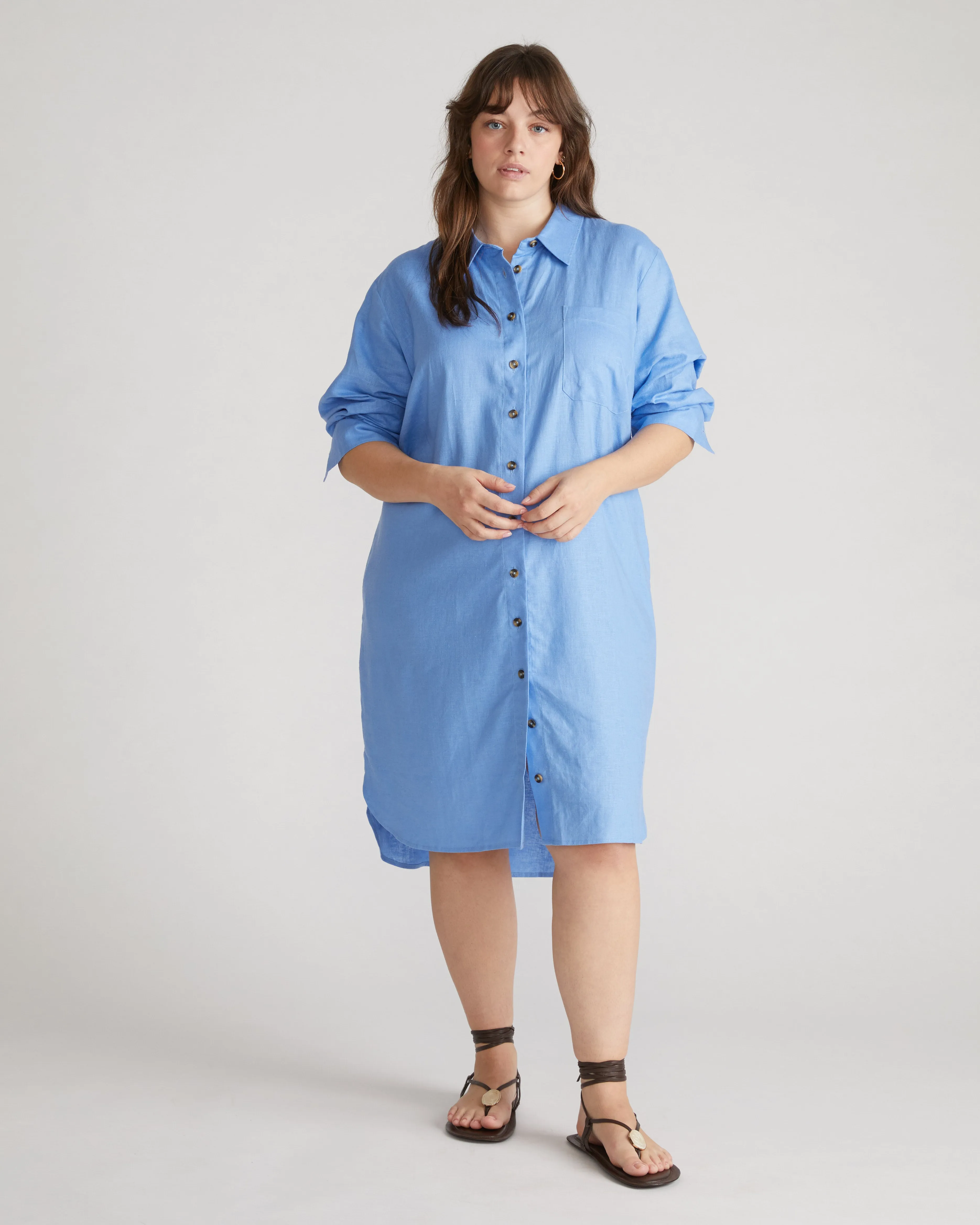Seaside Linen Shirtdress - Hamptons Hydrangea sold by Universal Standard product image thumbnail 2
