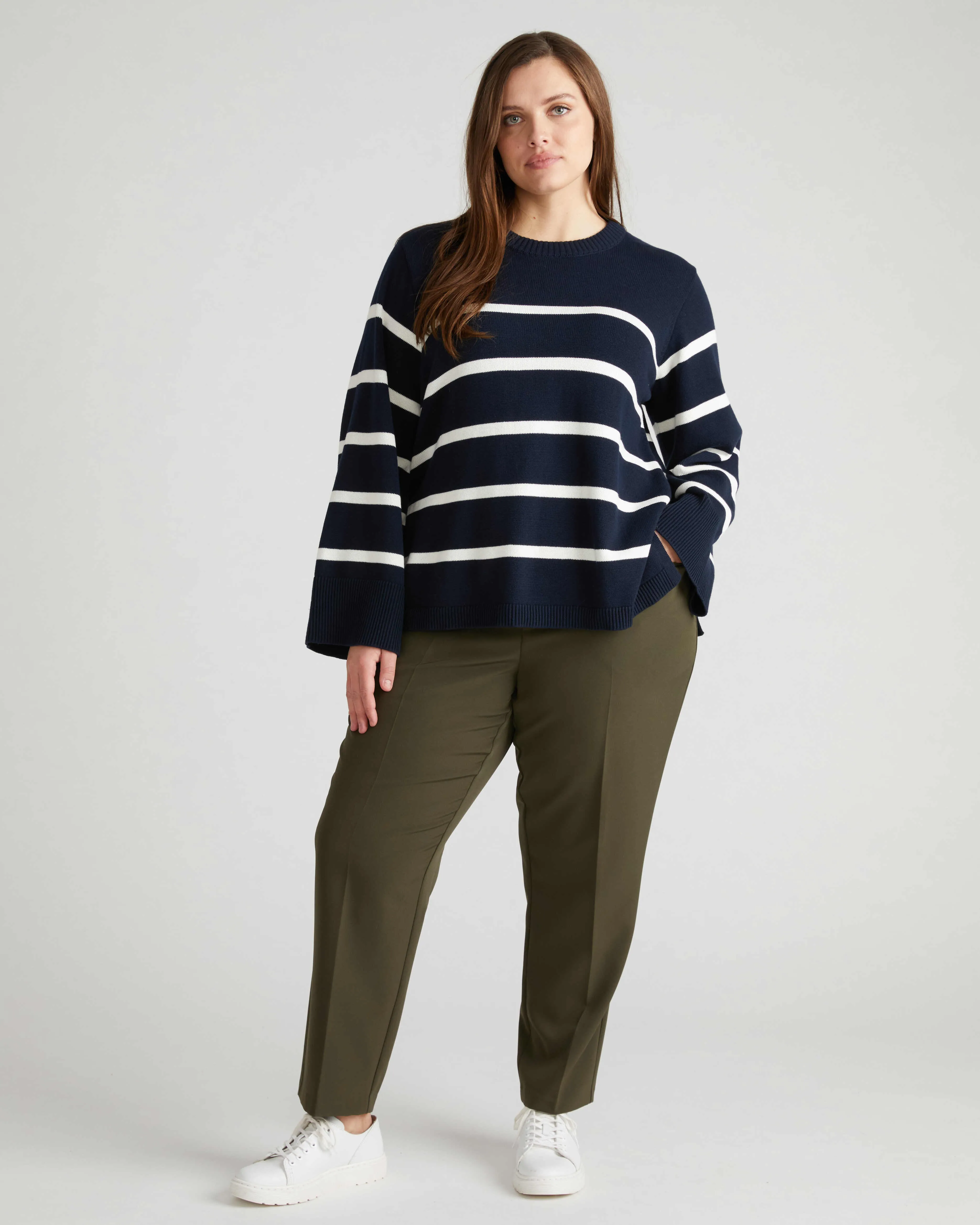 Bardot Wide Sleeve Cotton Sweater - Navy/White Stripe sold by Universal Standard product image thumbnail 2