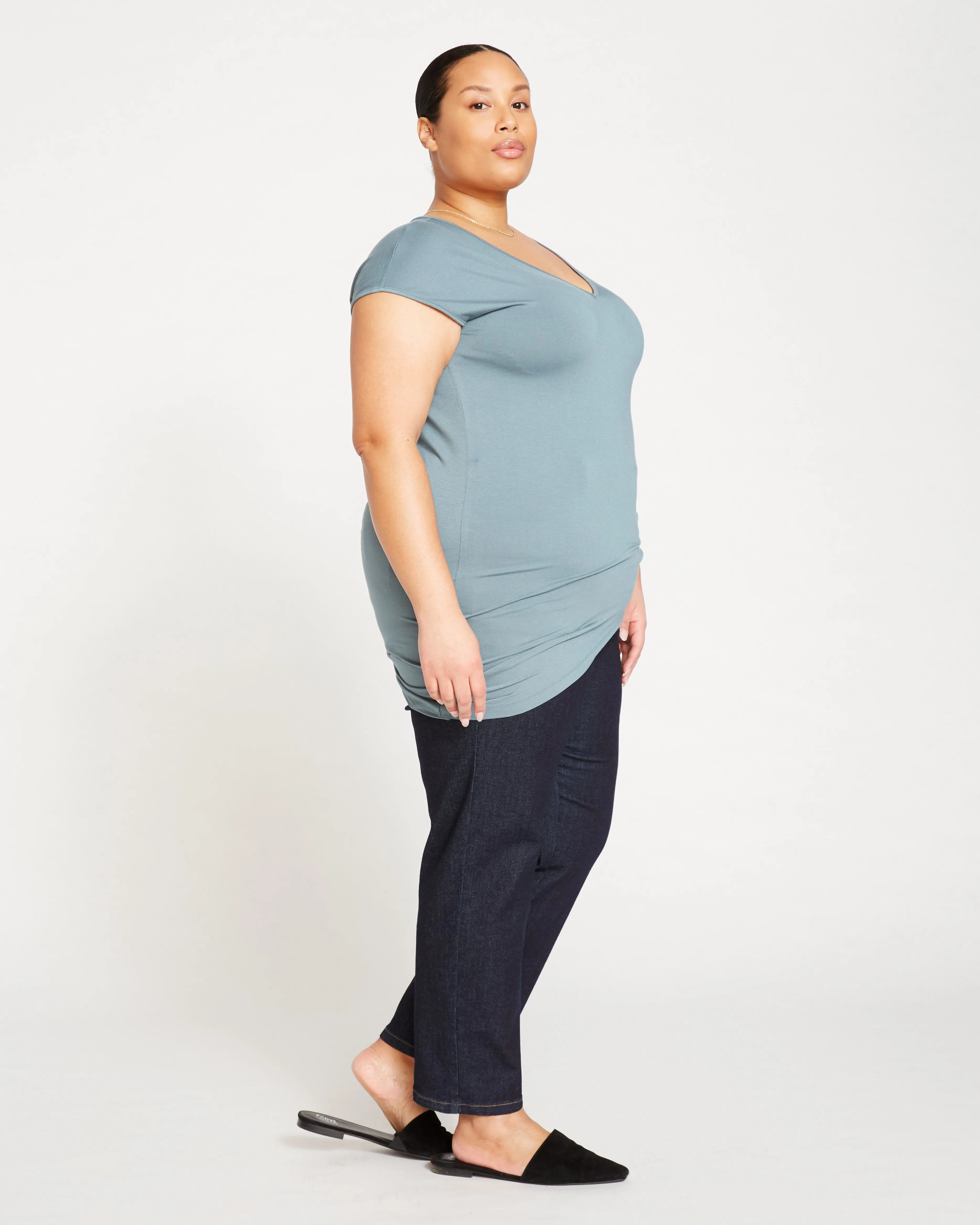 Liquid Jersey V-Neck Genevette Top - Storm sold by Universal Standard product image thumbnail 3