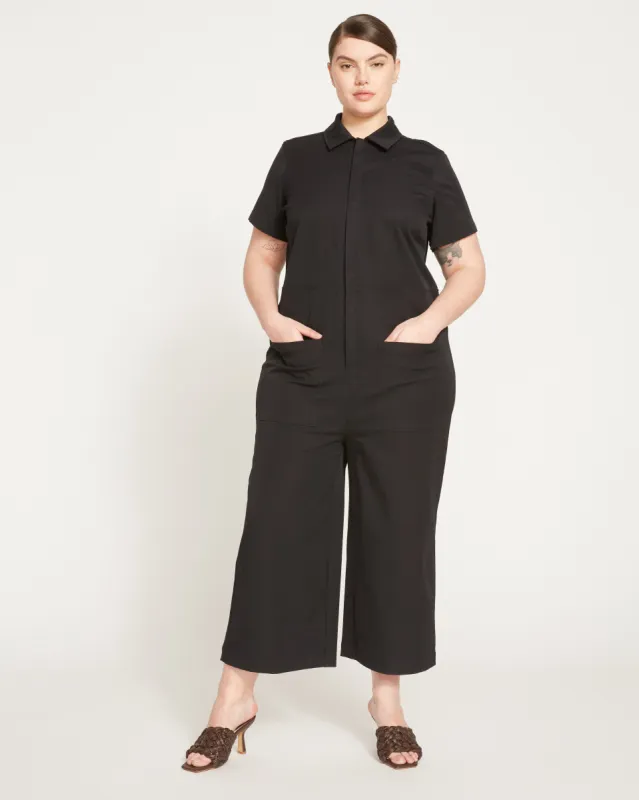 Kate Stretch Cotton Twill Jumpsuit - Black sold by Universal Standard