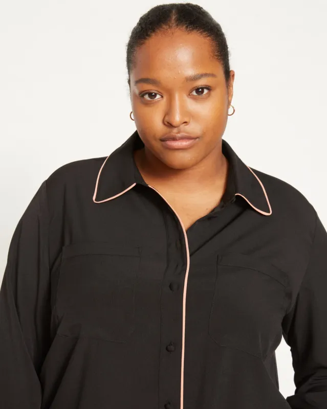 Better-Than-Silk Pajama Blouse - Black sold by Universal Standard