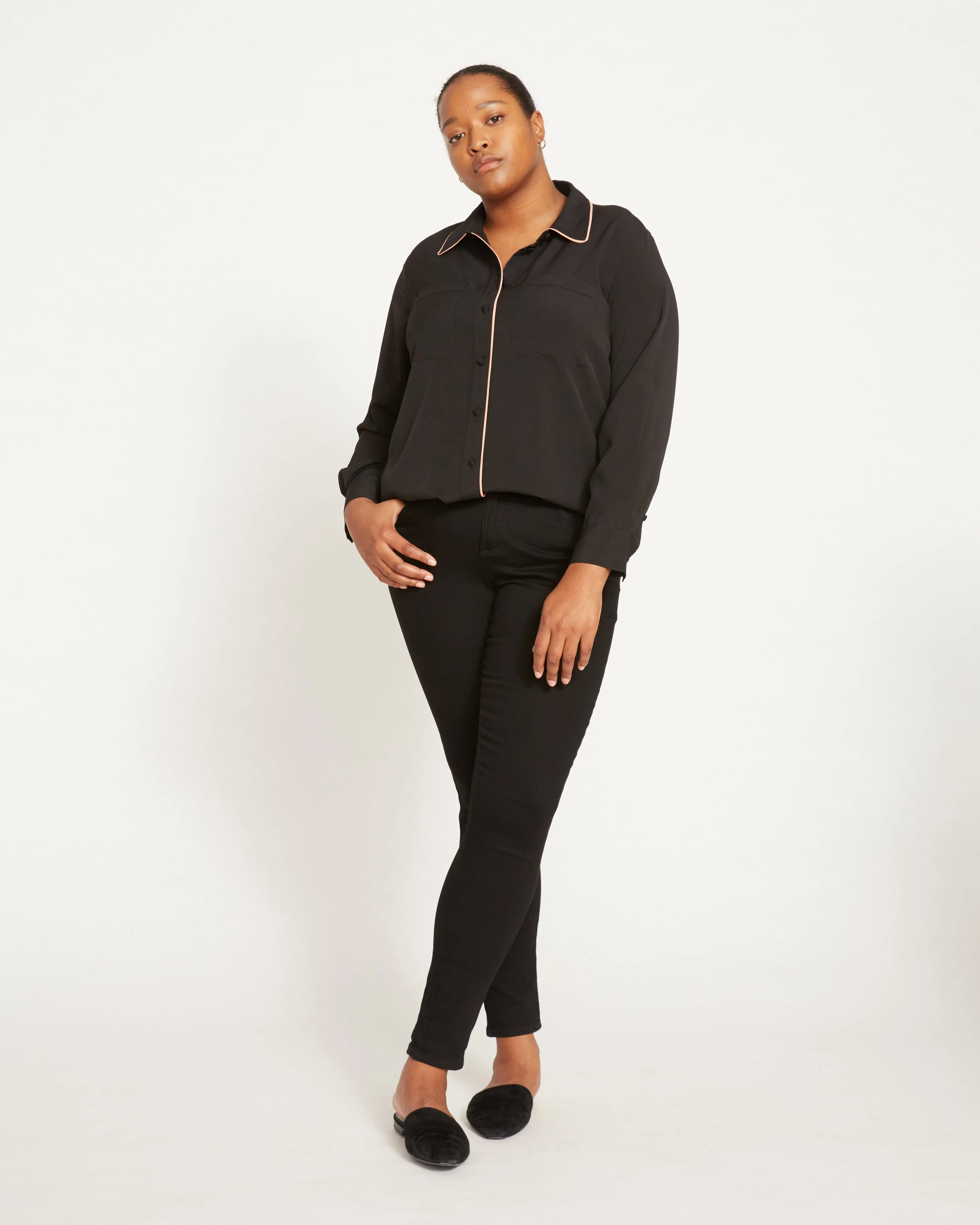 Better-Than-Silk Pajama Blouse - Black sold by Universal Standard product image thumbnail 2