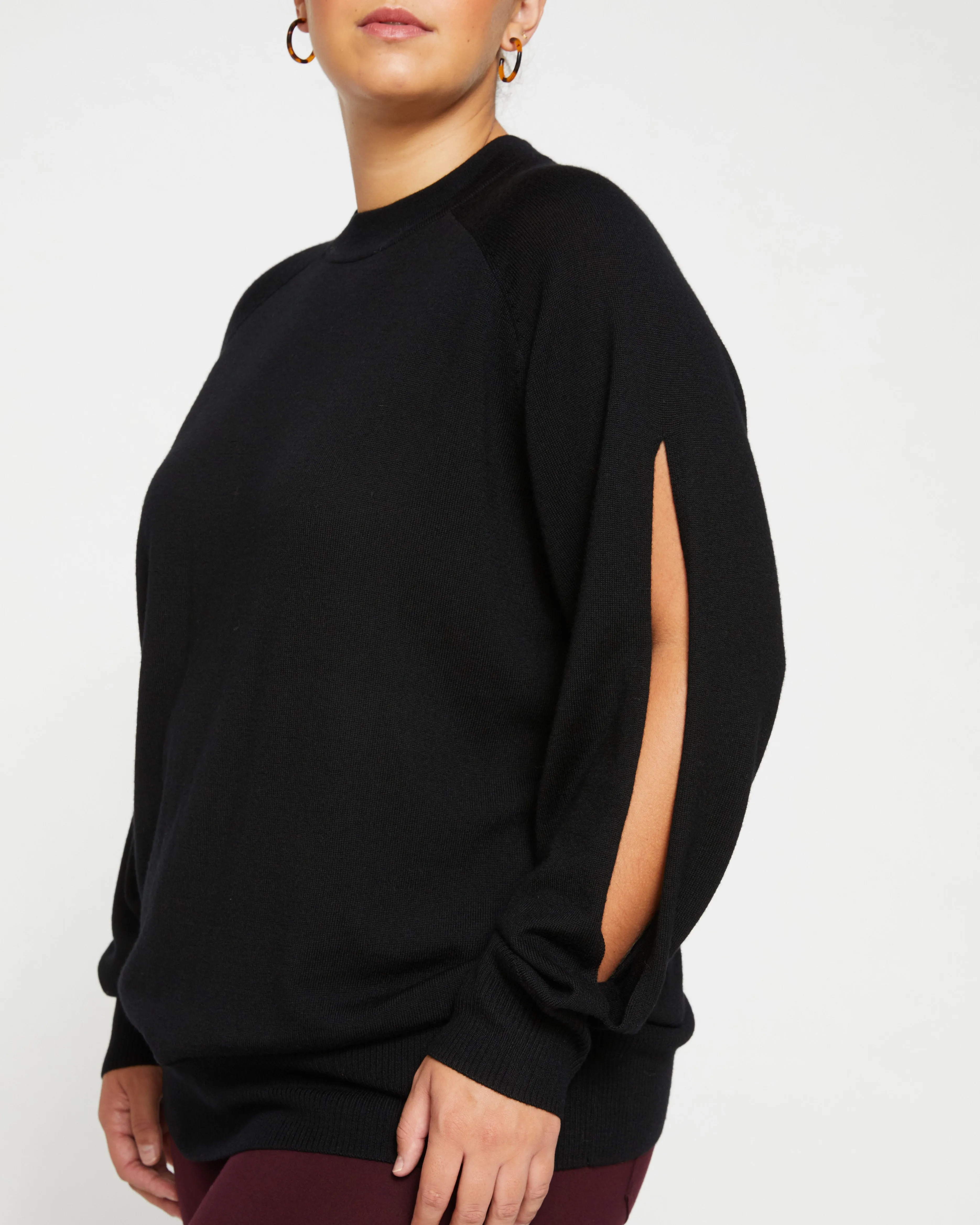 Beals Merino Cut-Out Sweater - Black sold by Universal Standard