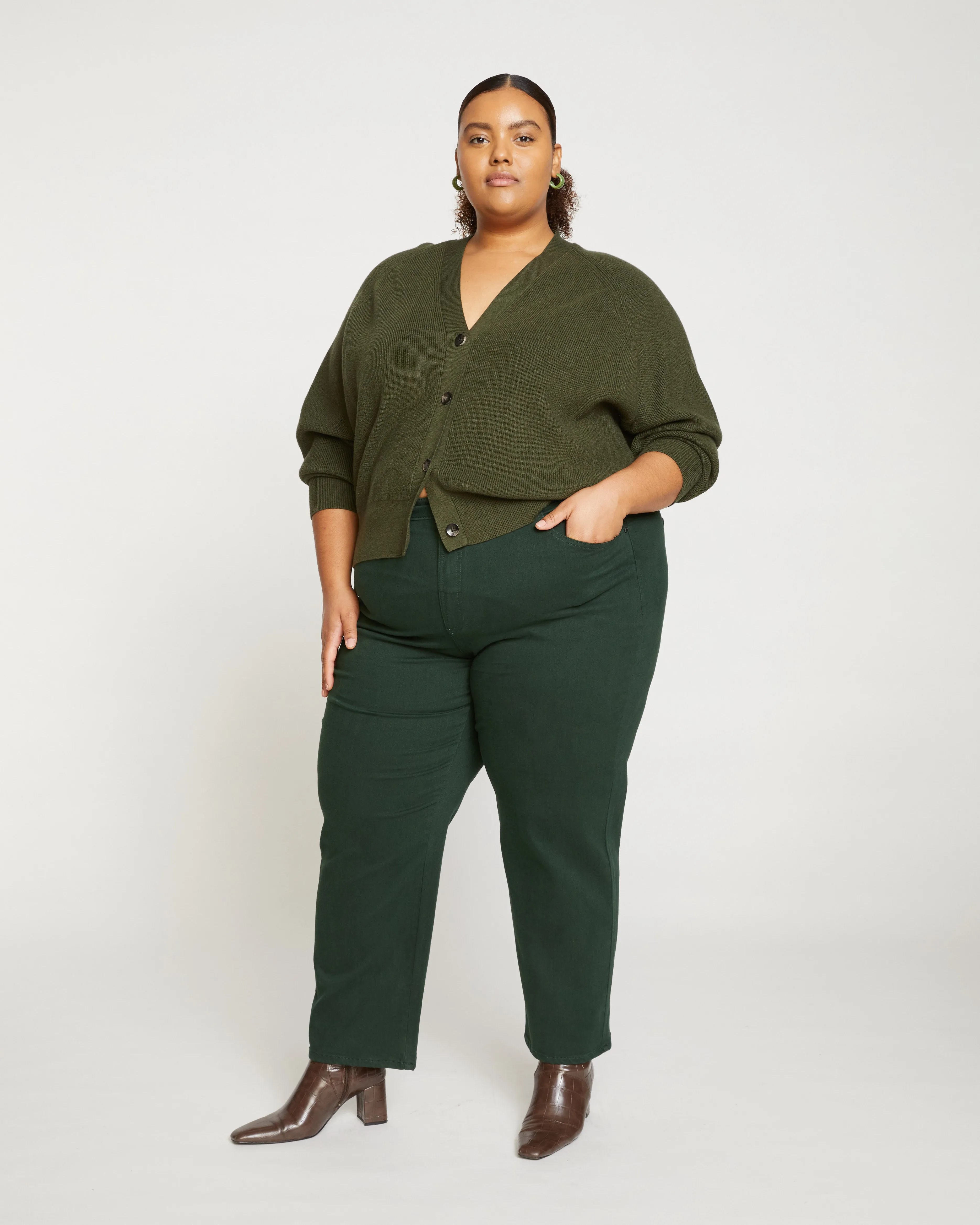 Etta High Rise Straight Leg Jeans 28 Inch - Forest Green sold by Universal Standard product image thumbnail 3