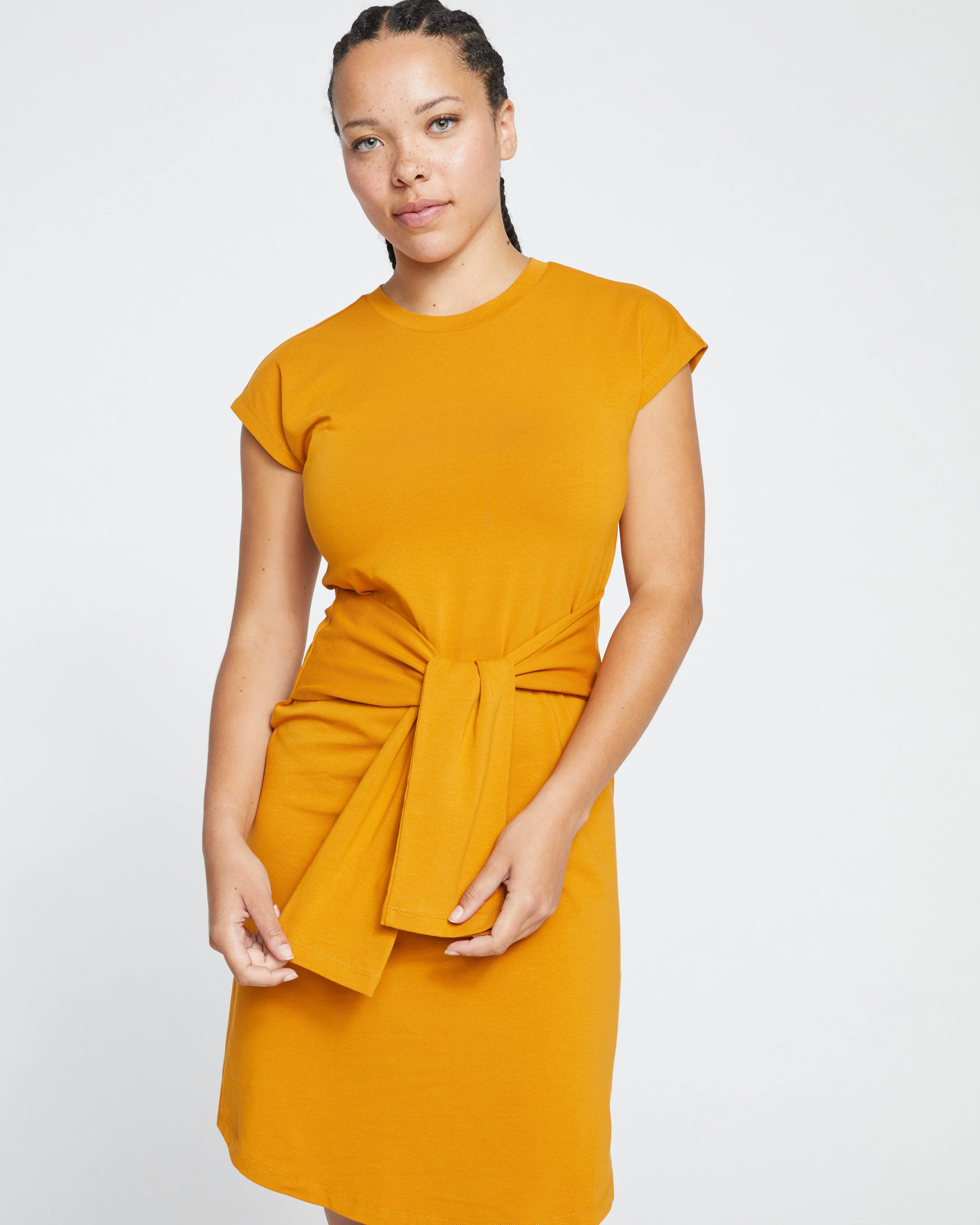 Classic Jersey Tie Dress - Dried Saffron sold by Universal Standard product image thumbnail 2