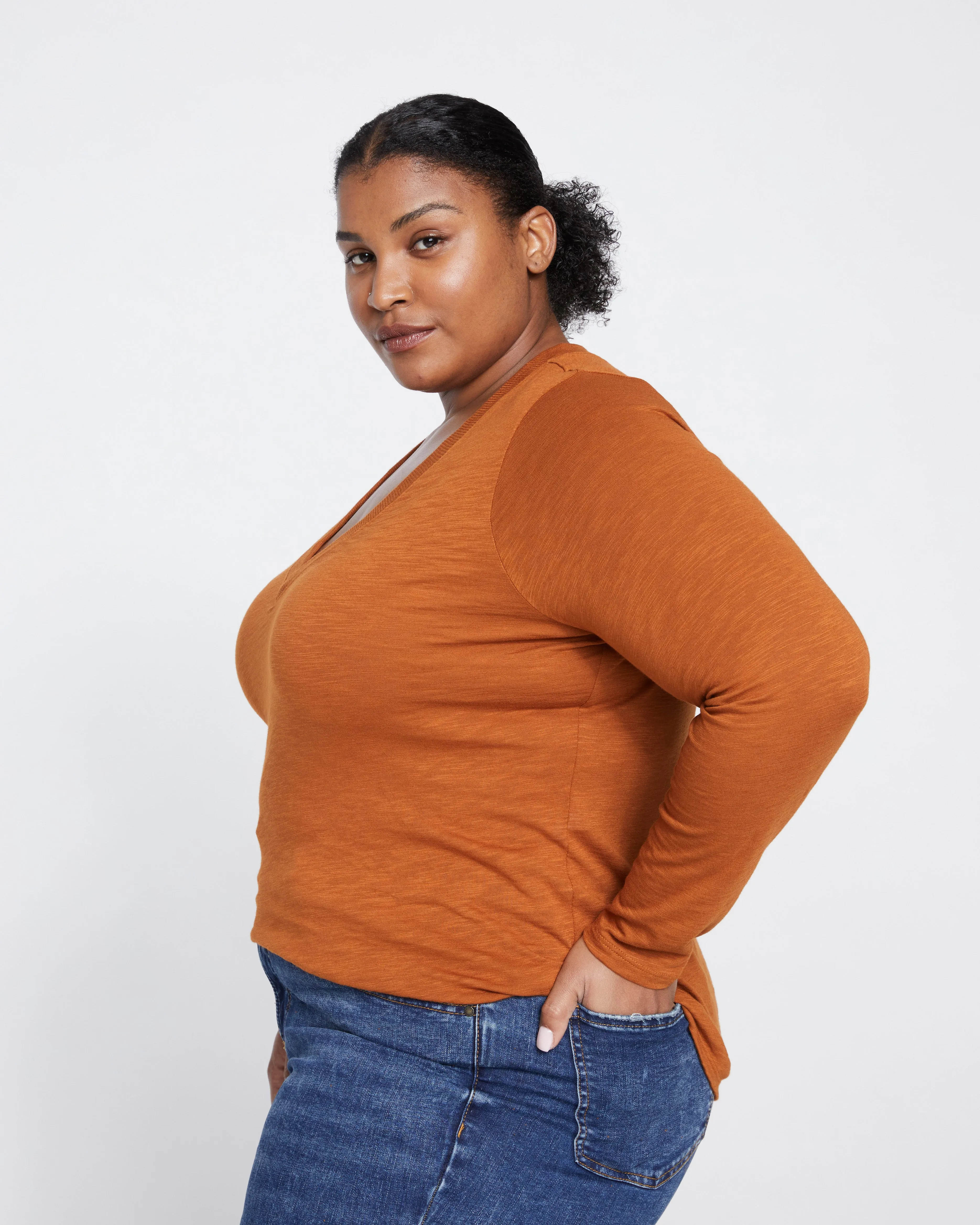 Phoenix Light-As-Air V Neck Tee - Caramel Cafe sold by Universal Standard product image thumbnail 4