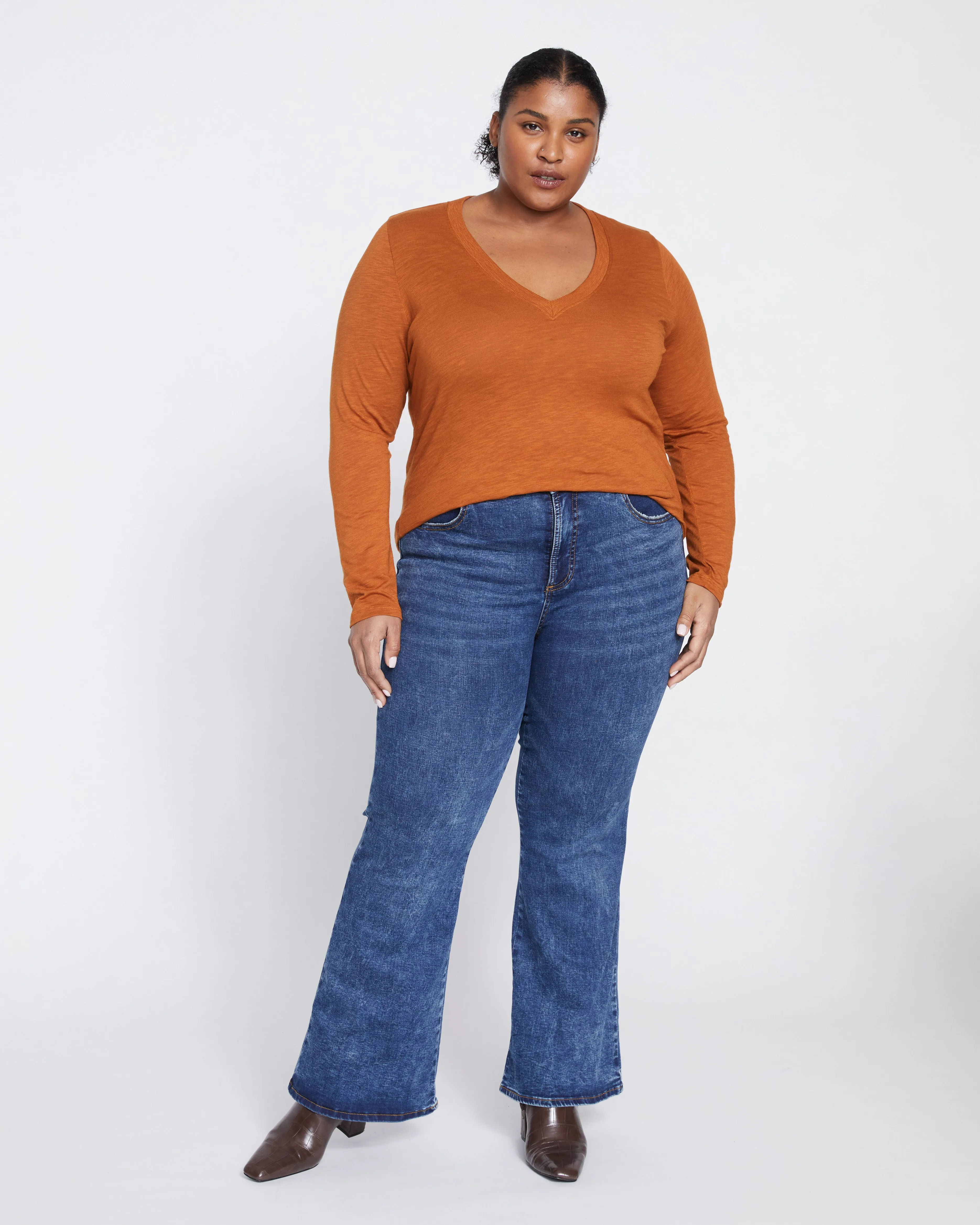 Phoenix Light-As-Air V Neck Tee - Caramel Cafe sold by Universal Standard product image thumbnail 2