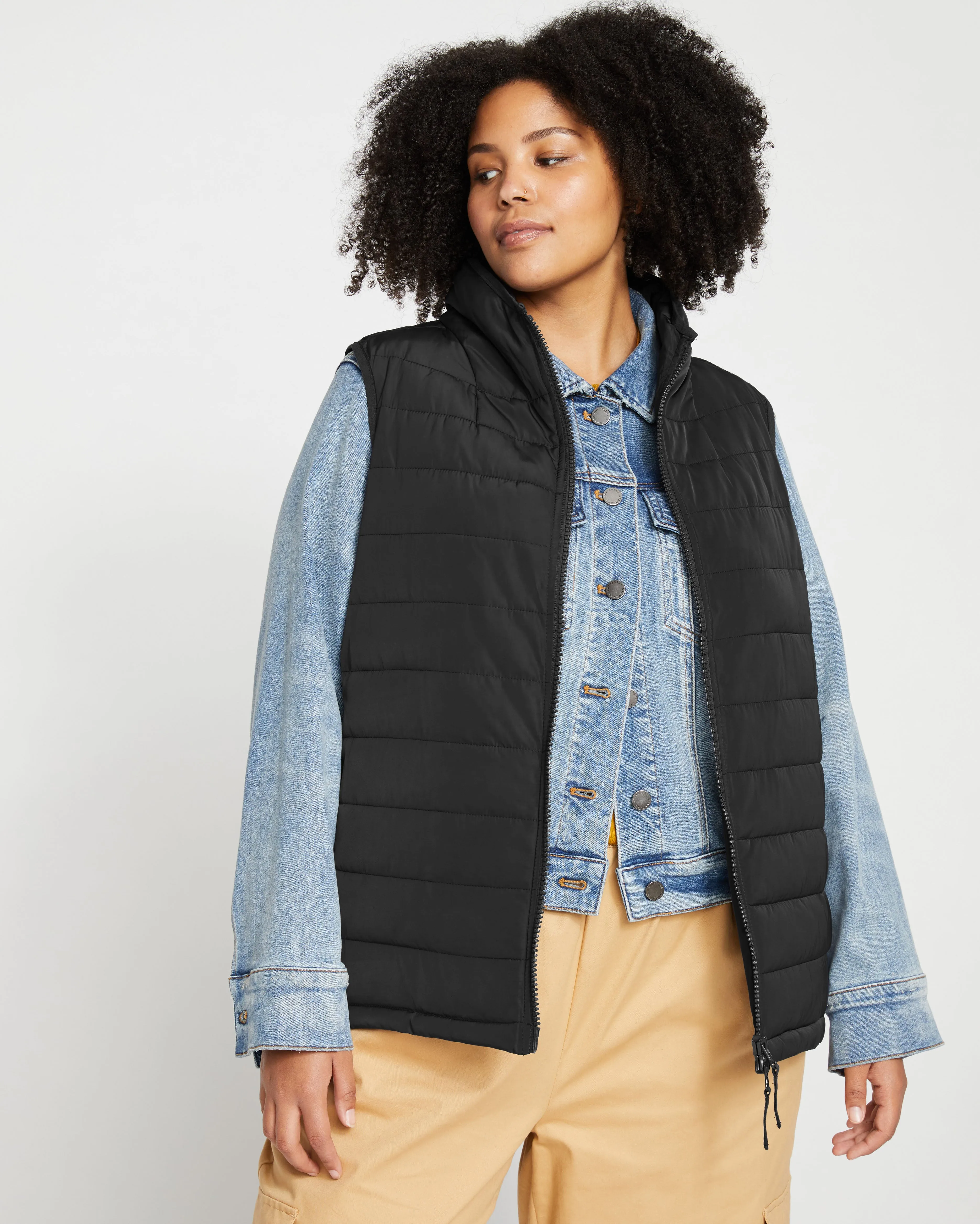 Comfort Panel Sport Puffer Vest - Black sold by Universal Standard product image thumbnail 2