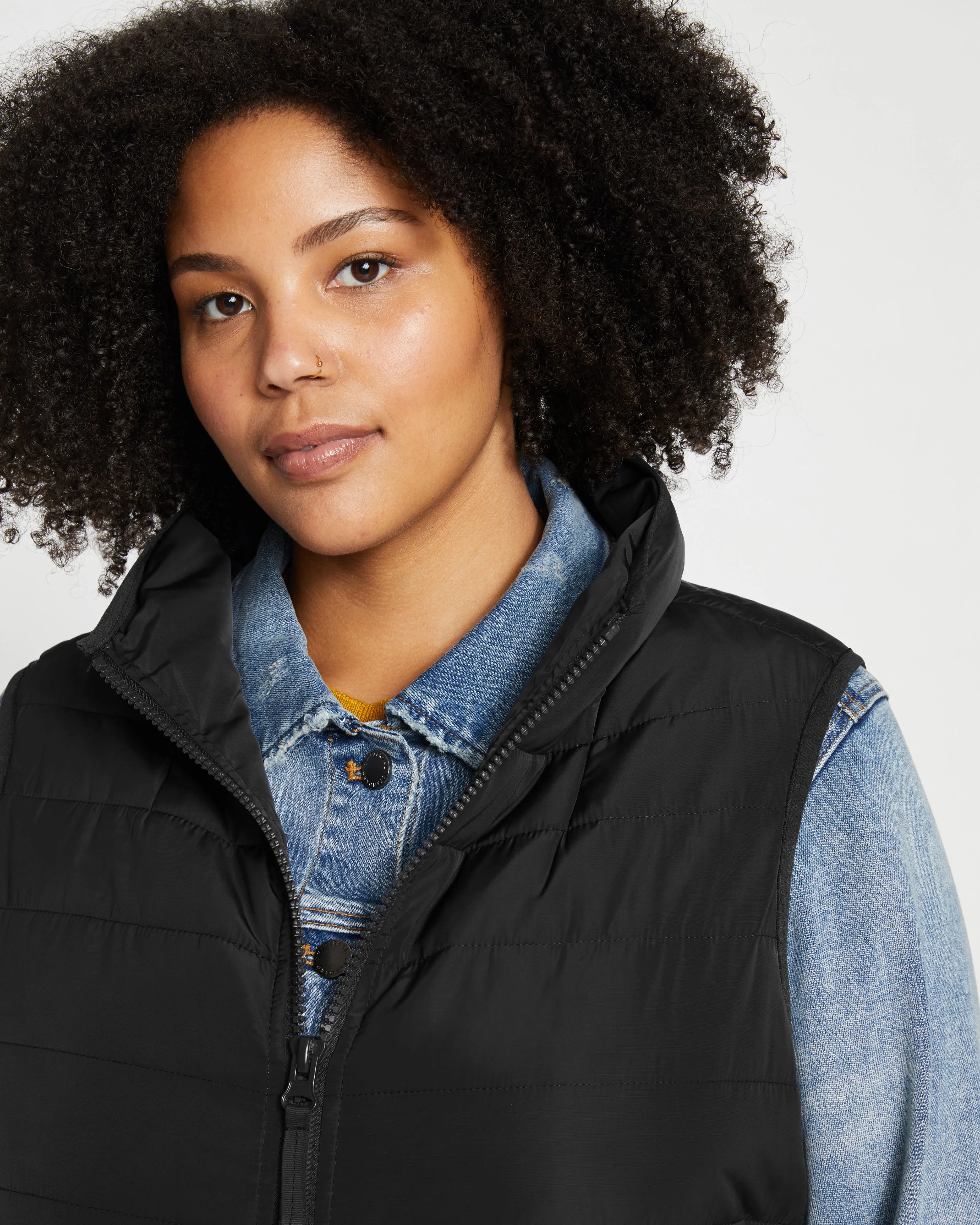 Comfort Panel Sport Puffer Vest - Black sold by Universal Standard