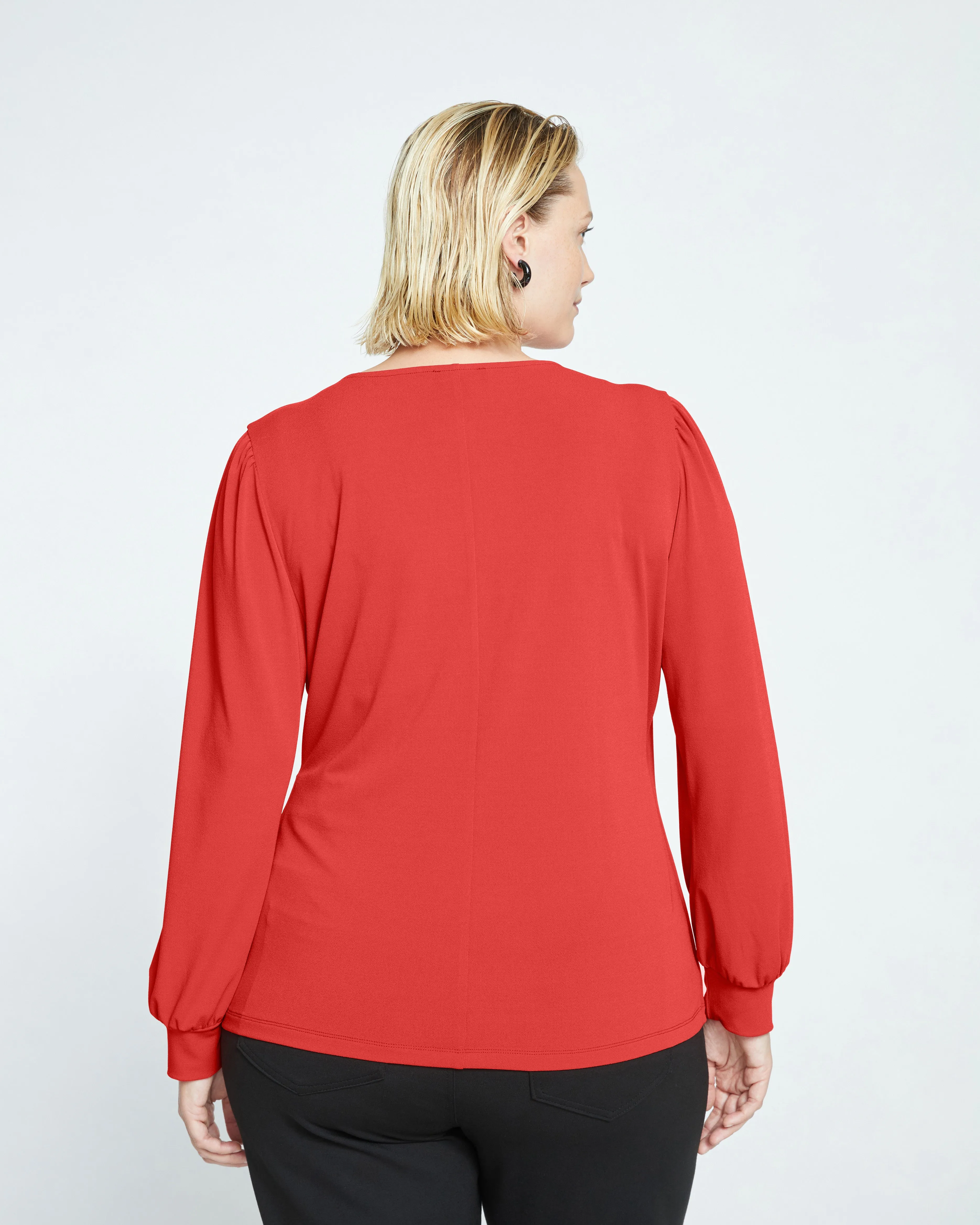 Crepe Jersey Gathered V-Neck Blouse - Vermilion Red sold by Universal Standard product image thumbnail 4