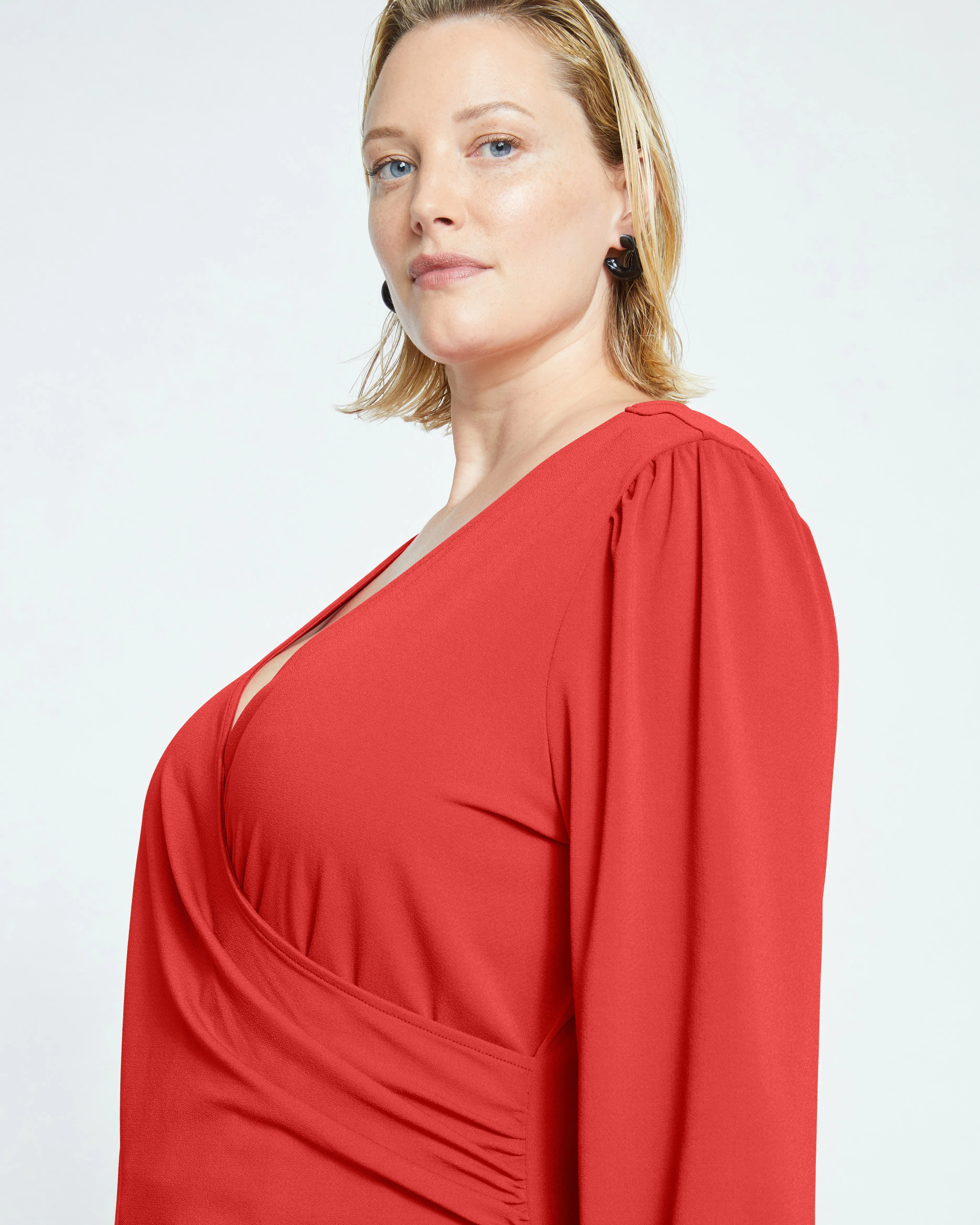 Crepe Jersey Gathered V-Neck Blouse - Vermilion Red sold by Universal Standard product image thumbnail 2