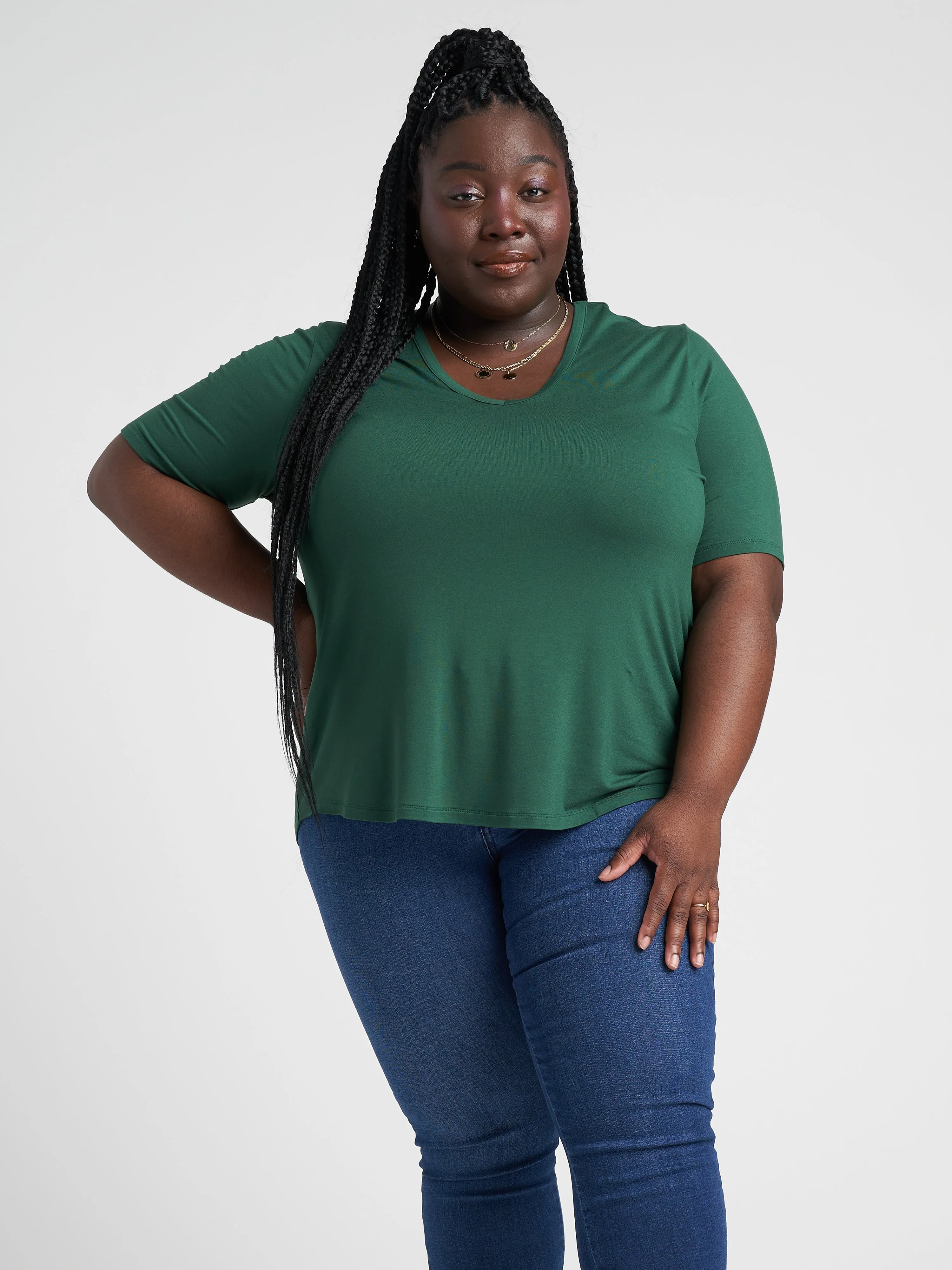 Lily Liquid Jersey V-Neck Stovepipe Tee - Kelly Green sold by Universal Standard product image thumbnail 4